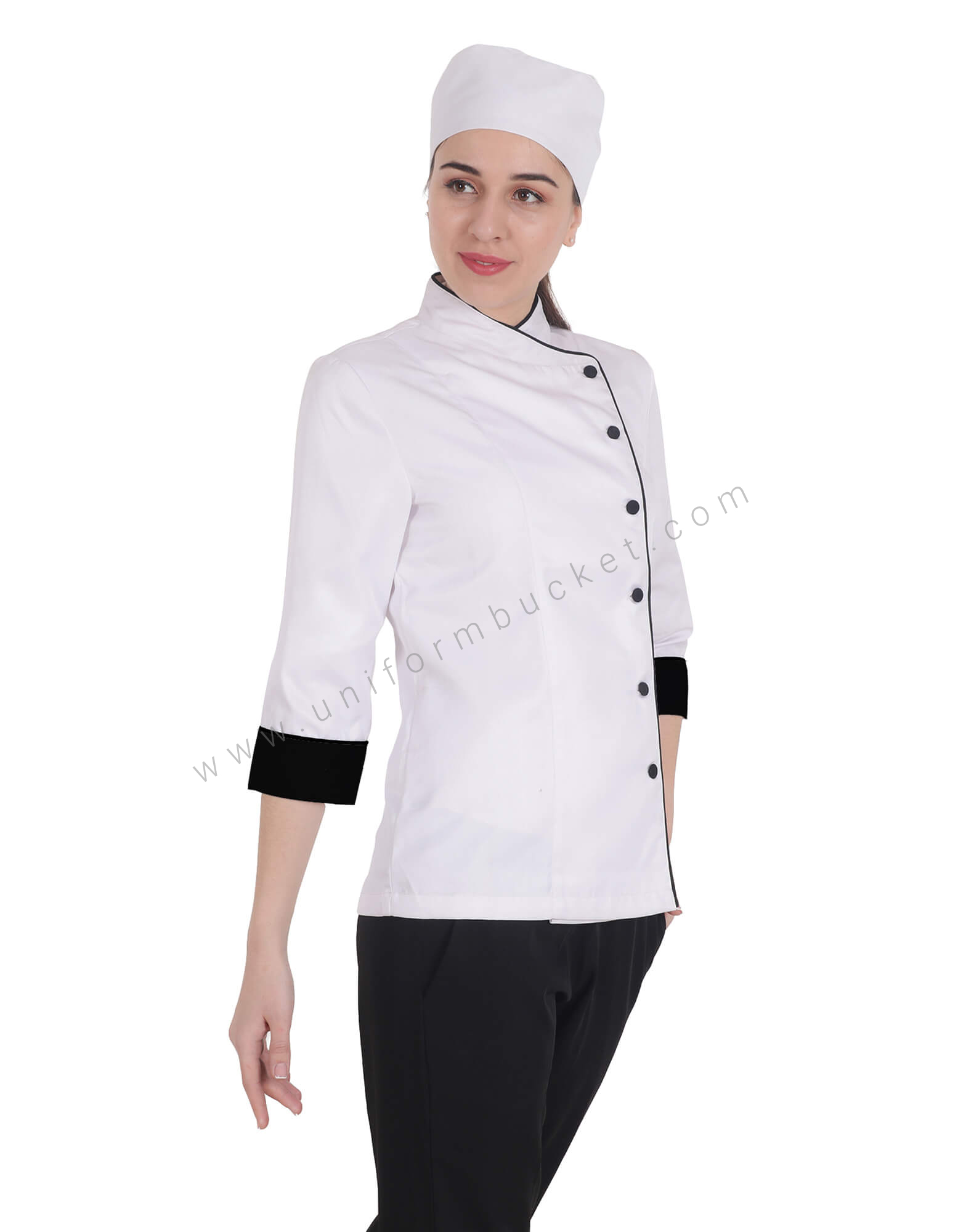 Chef Jacket In 3- 4th Sleeve For Women view 1