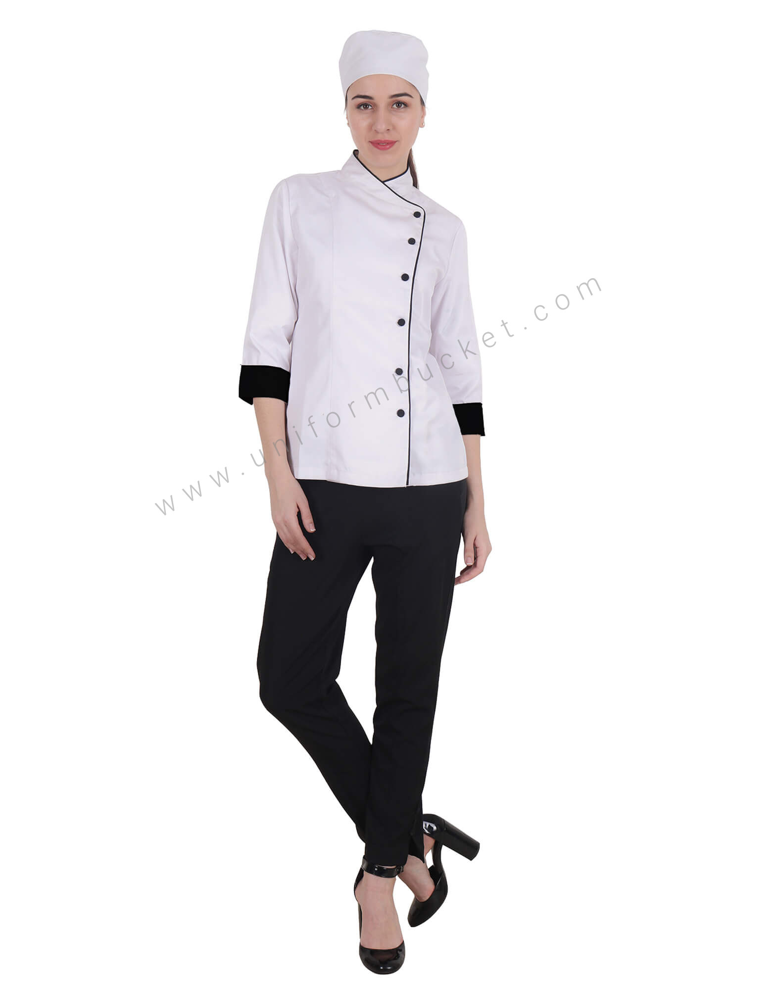 Chef Jacket In 3- 4th Sleeve For Women thumbnail 2