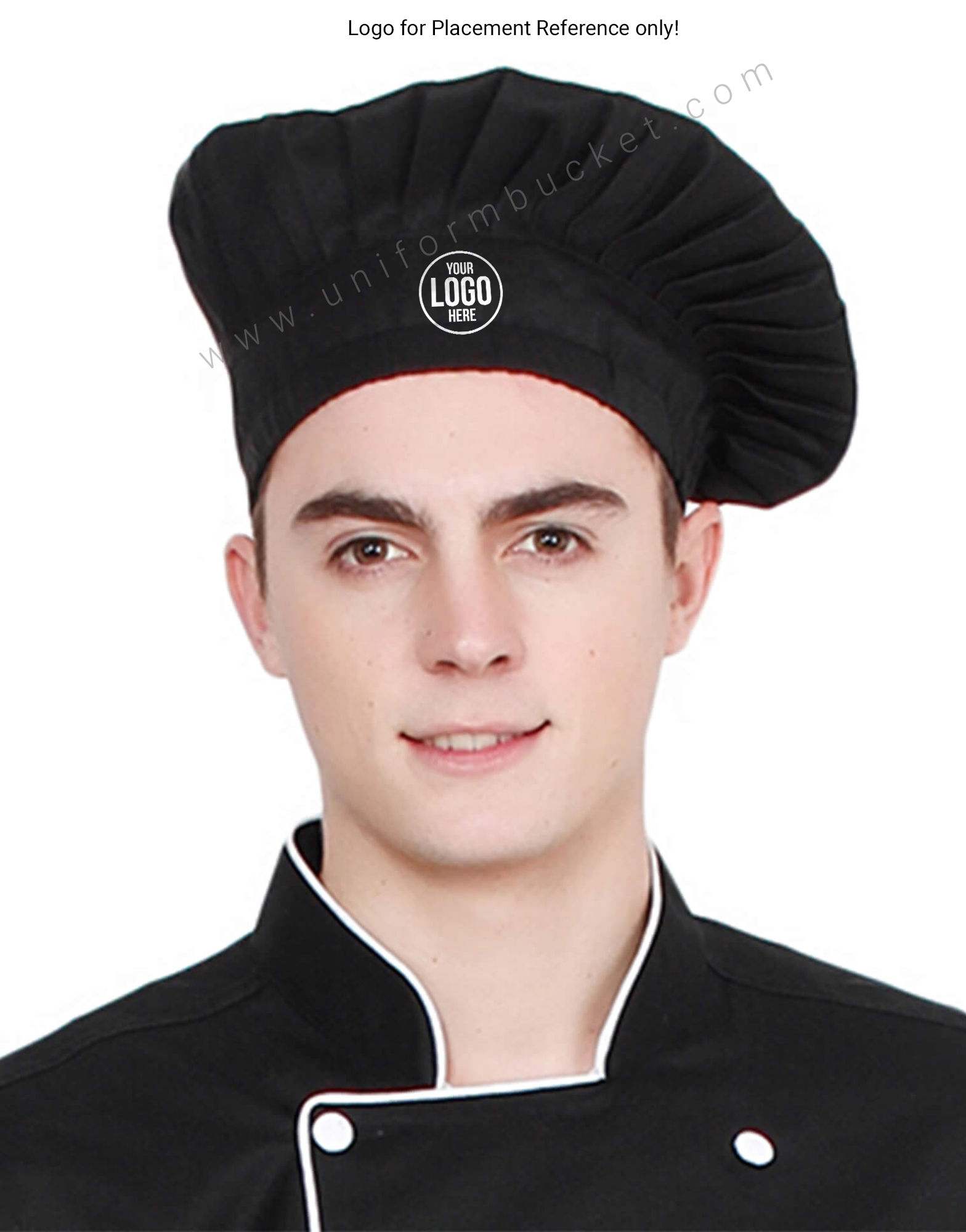 Chef Skull Cap in Black Fabric thumbnail 3