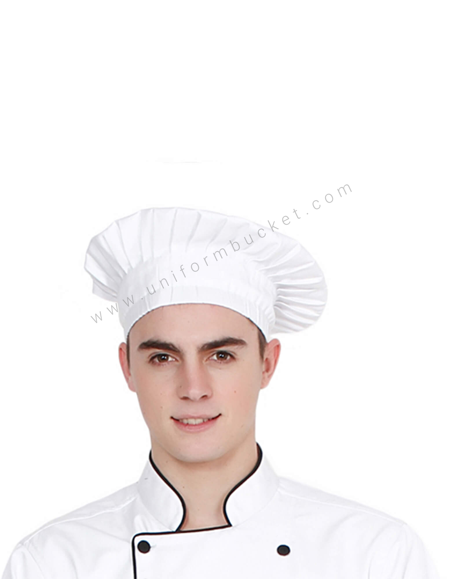 Chef Skull Cap in White Fabric thumbnail 3