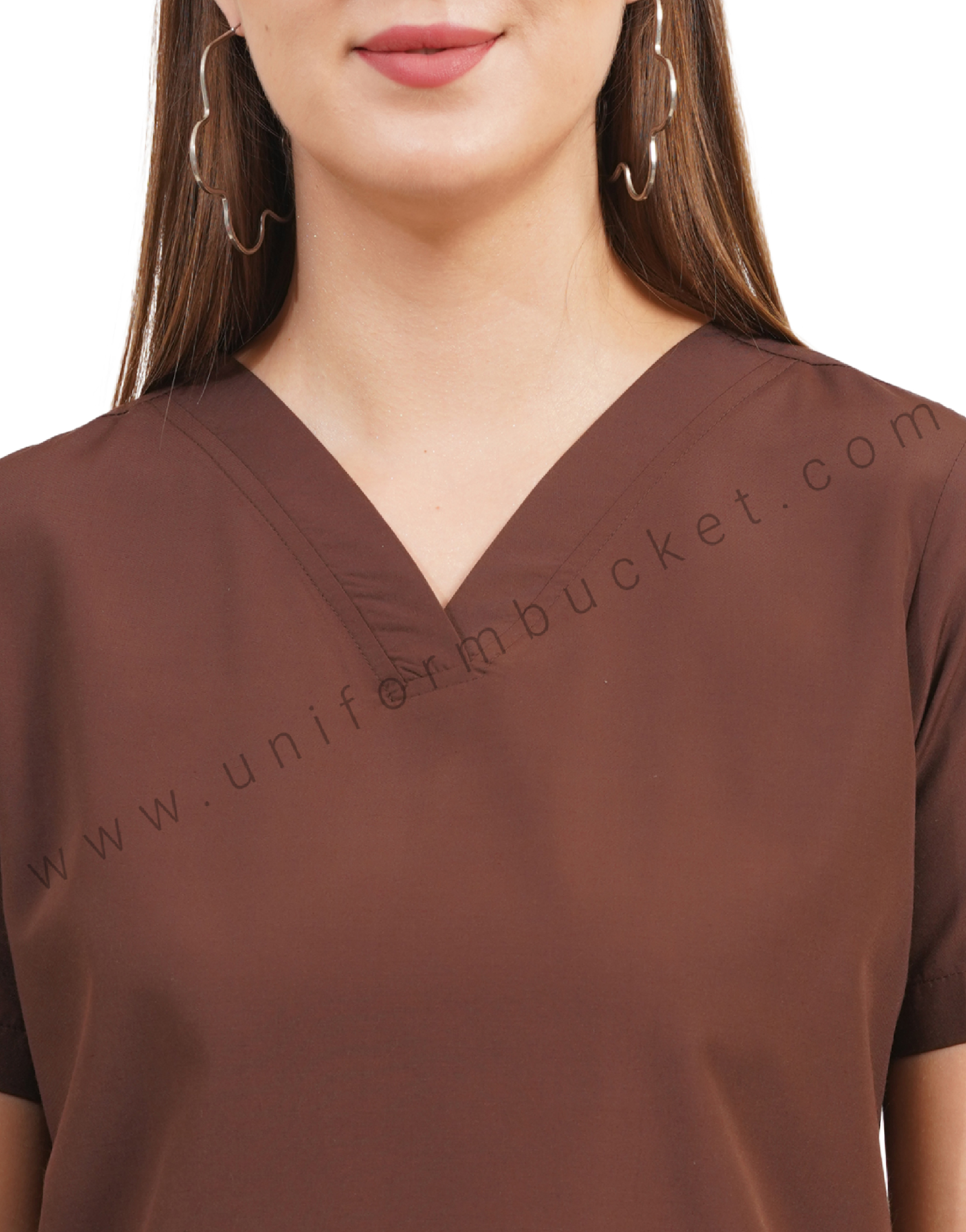 Classic Brown V-Neck Scrub Top thumbnail 3
