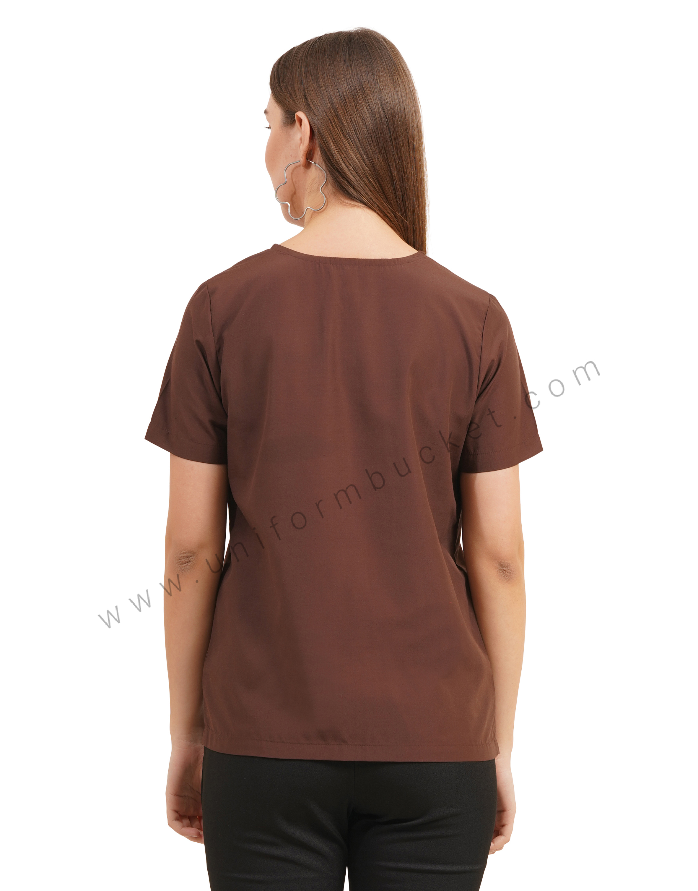 Classic Brown V-Neck Scrub Top thumbnail 4