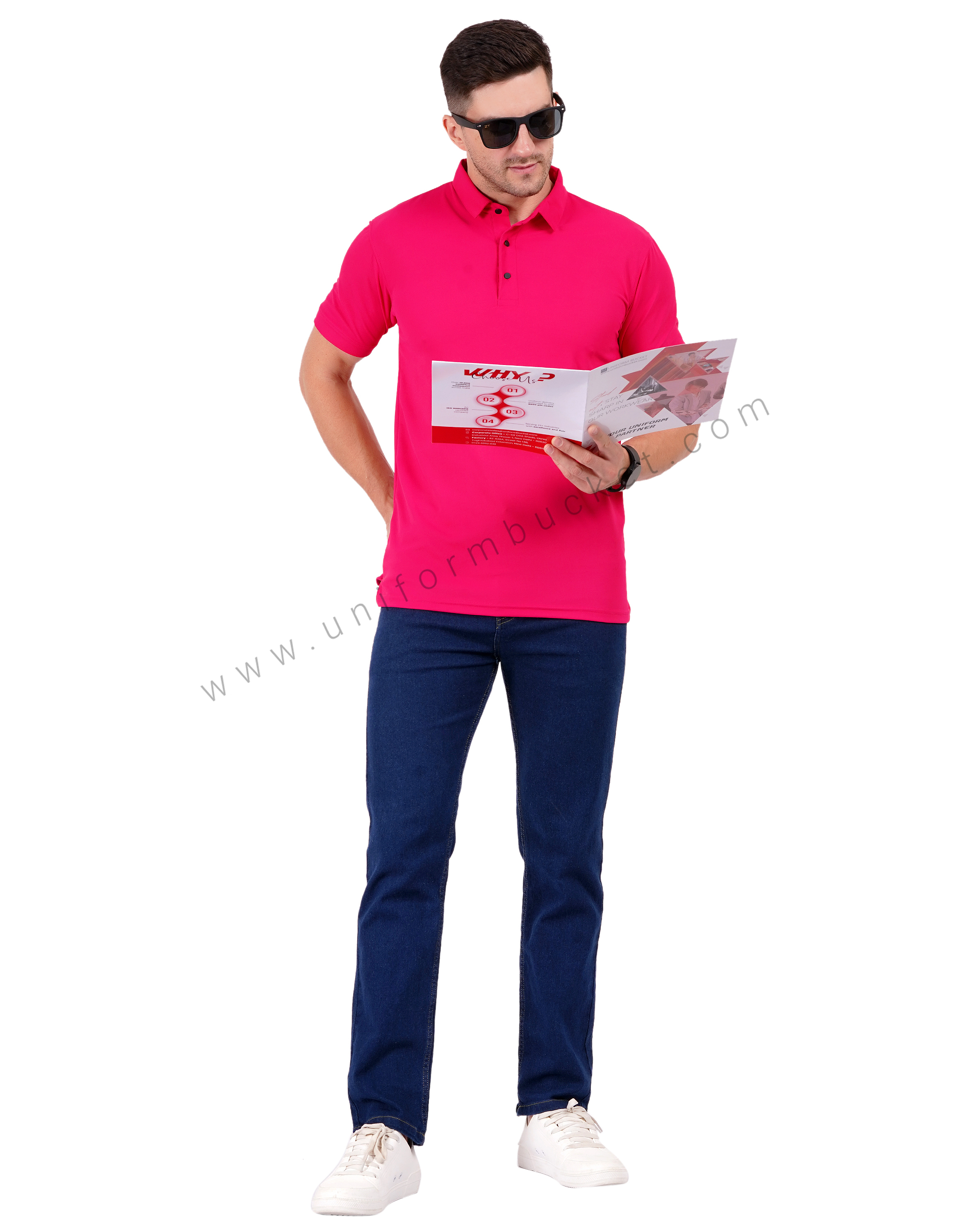 Classic fuchsia polo T-shirt thumbnail 5
