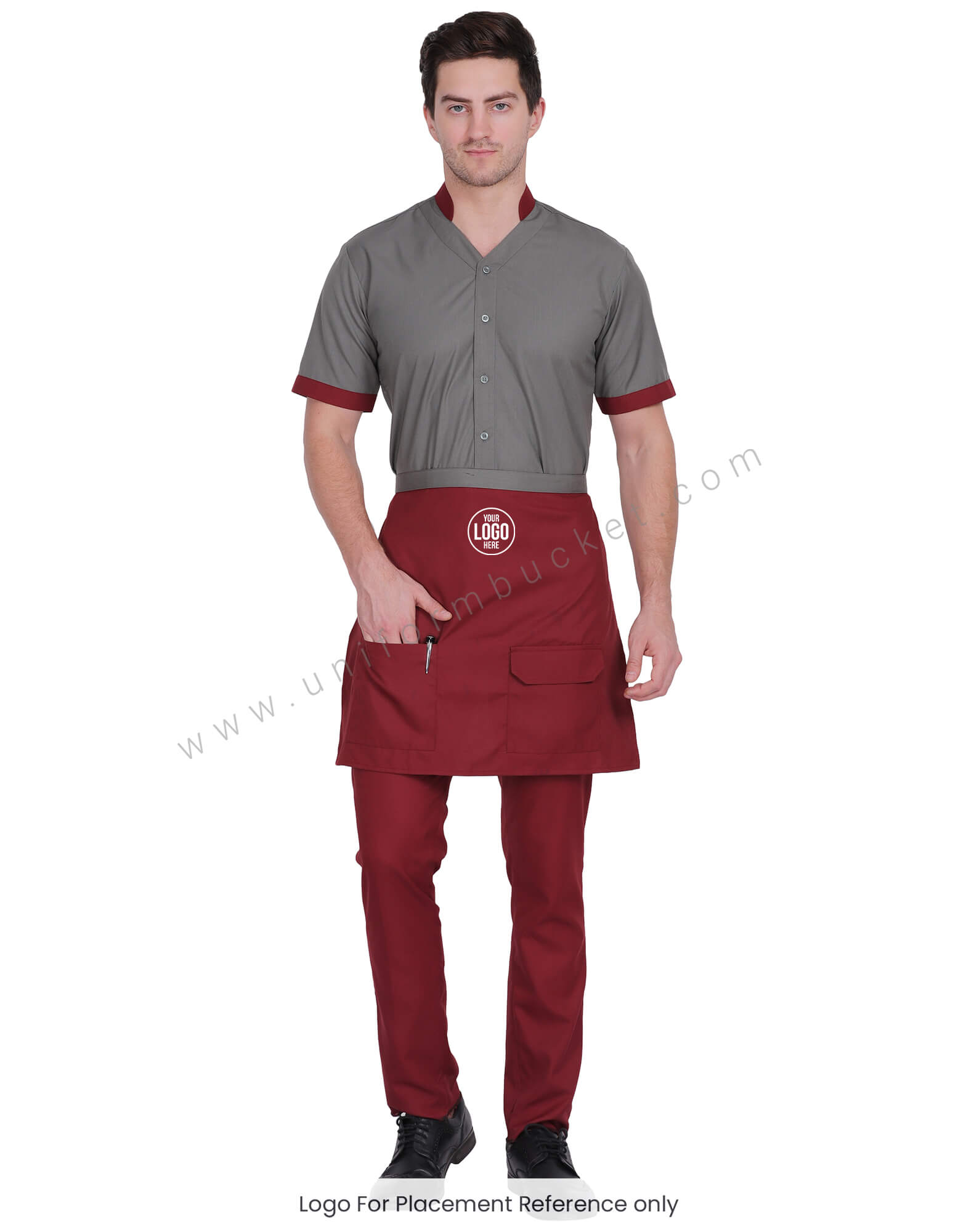 CLASSIC MAROON APRON WITH FLAP POCKET view 1