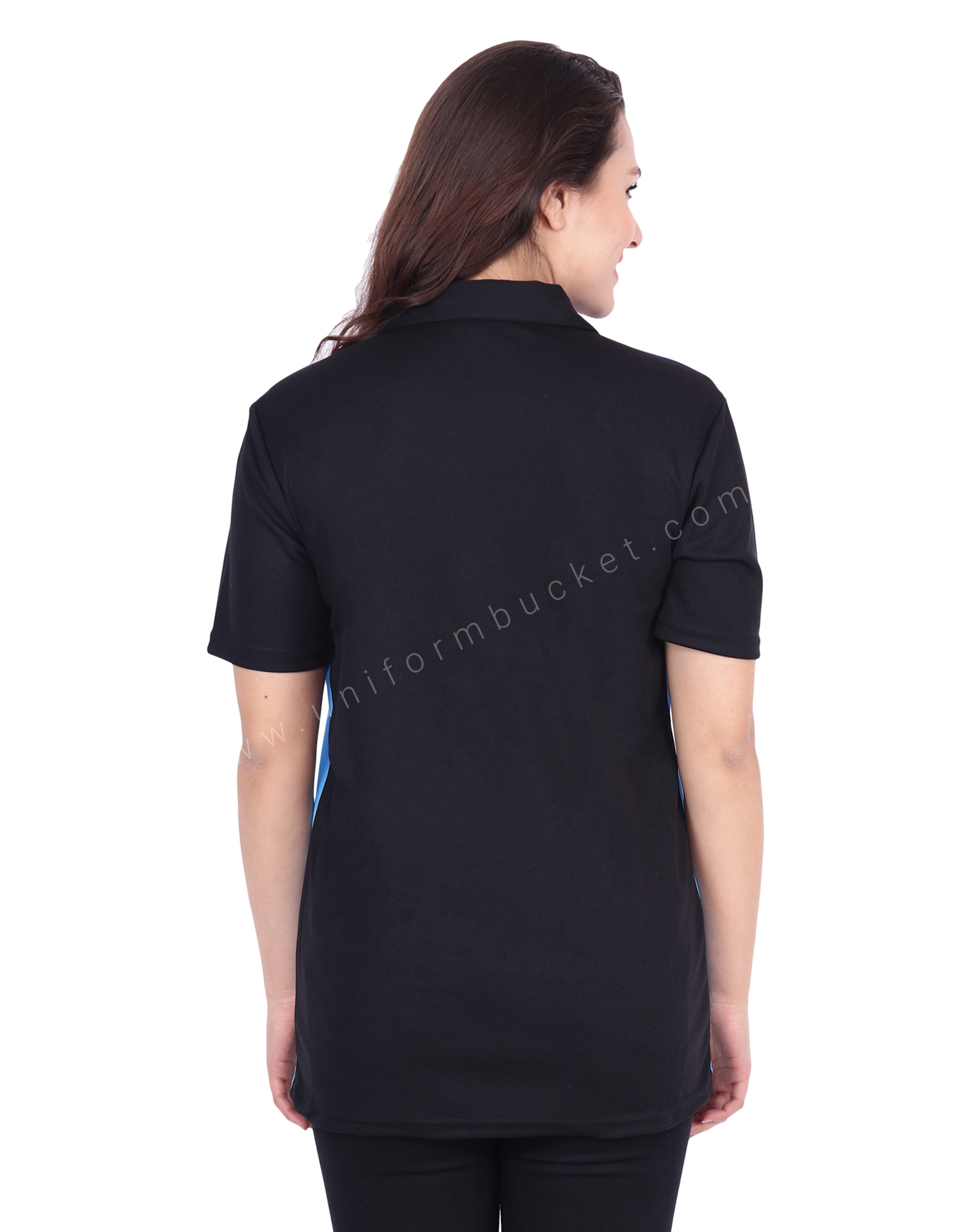 Black & Sky Blue Designer Polo T-Shirt thumbnail 2
