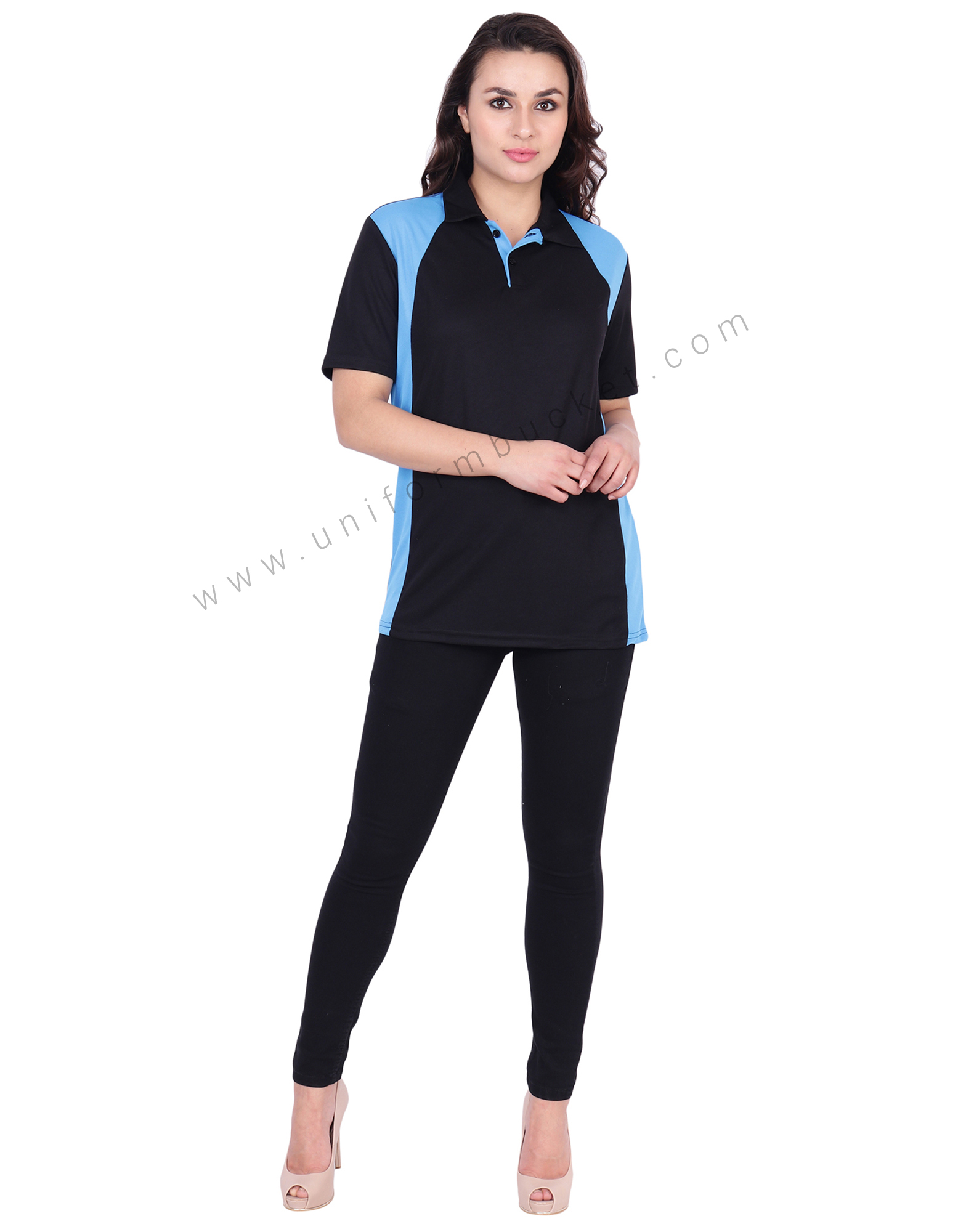 Black & Sky Blue Designer Polo T-Shirt thumbnail 3