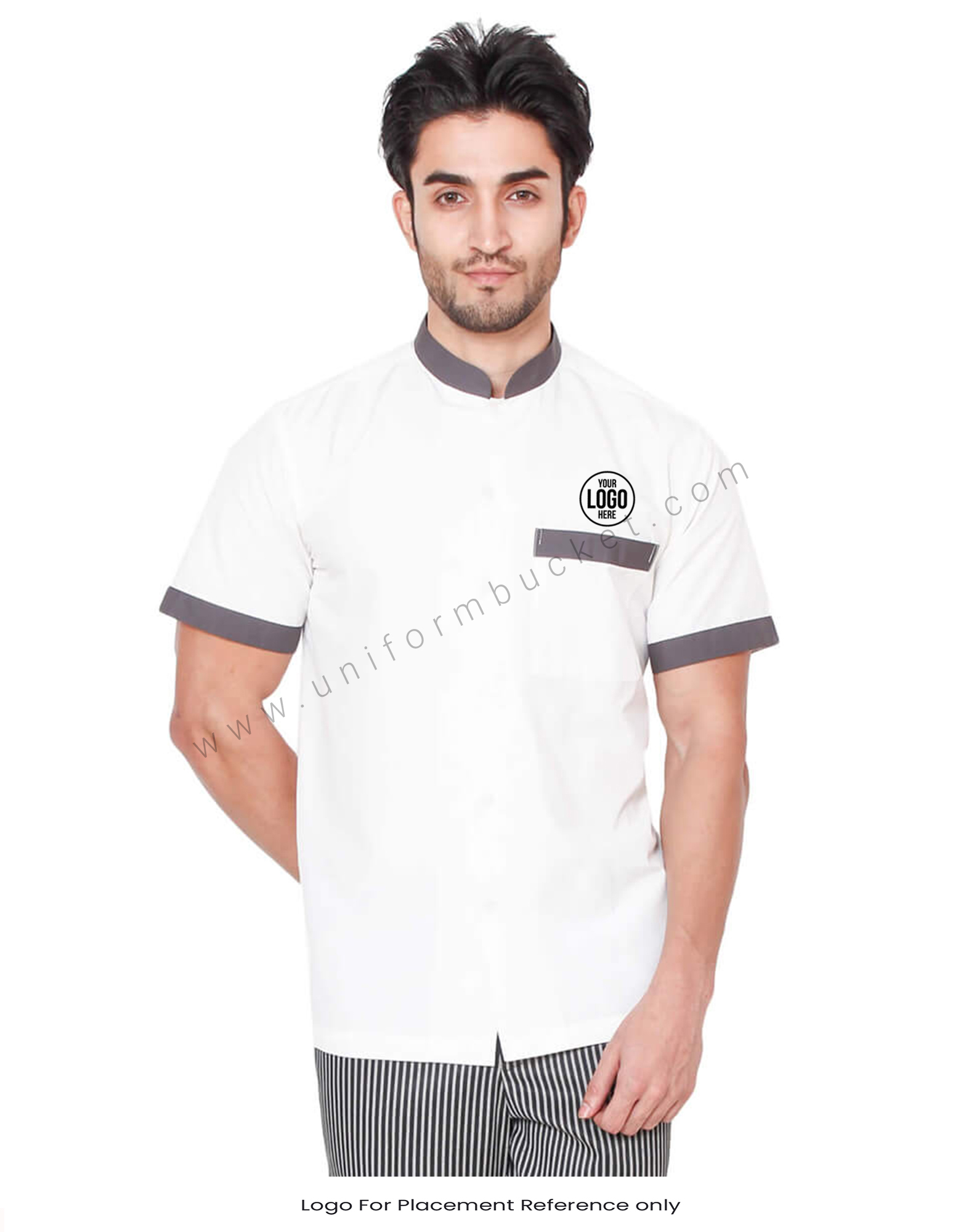 Cream Colour Shirt With Grey Ban Collar thumbnail 4