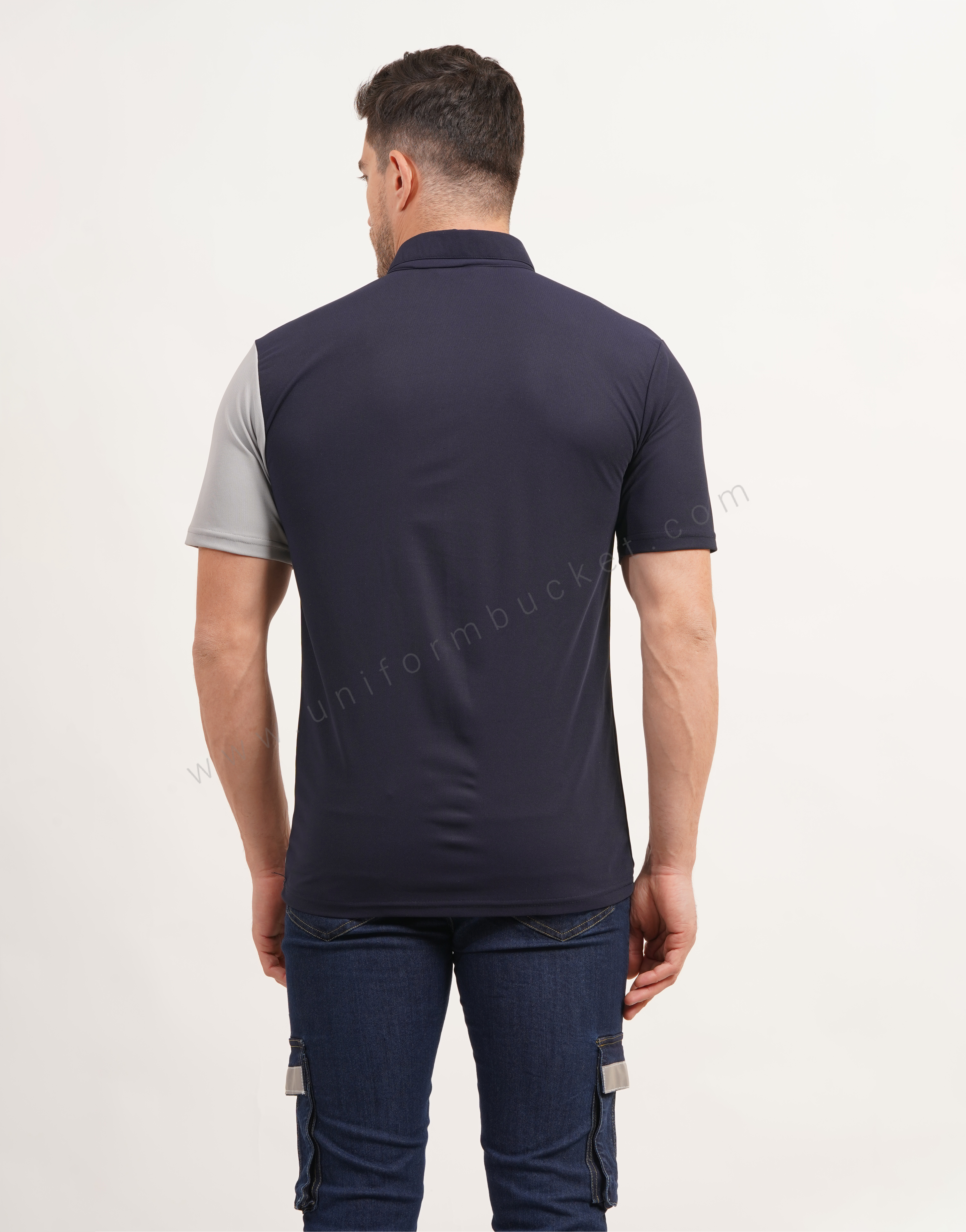 Cross Panel Cut Designer  t-shirt with Front Zip thumbnail 6