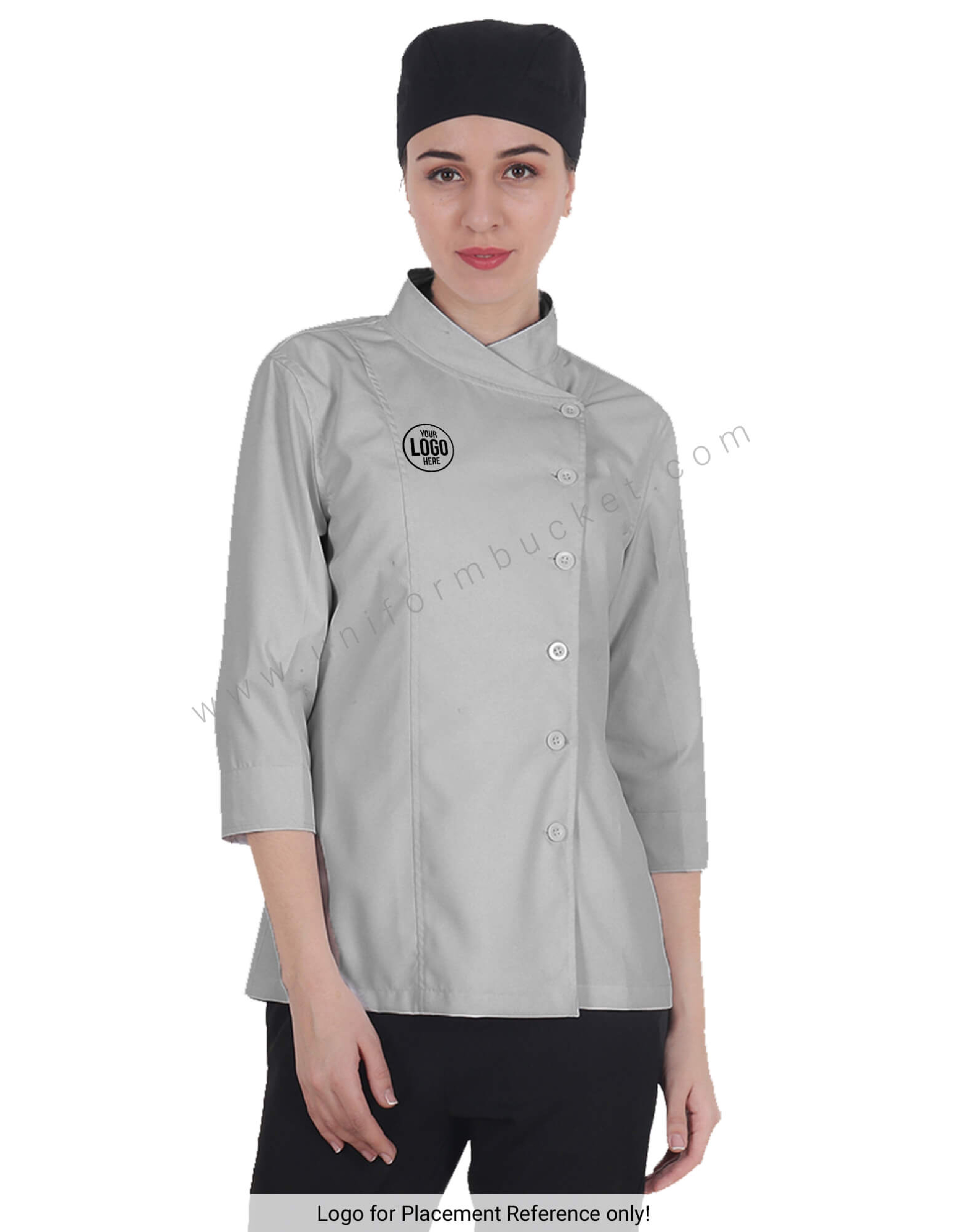 Crossover Side Opening Grey Chef Coat thumbnail 4