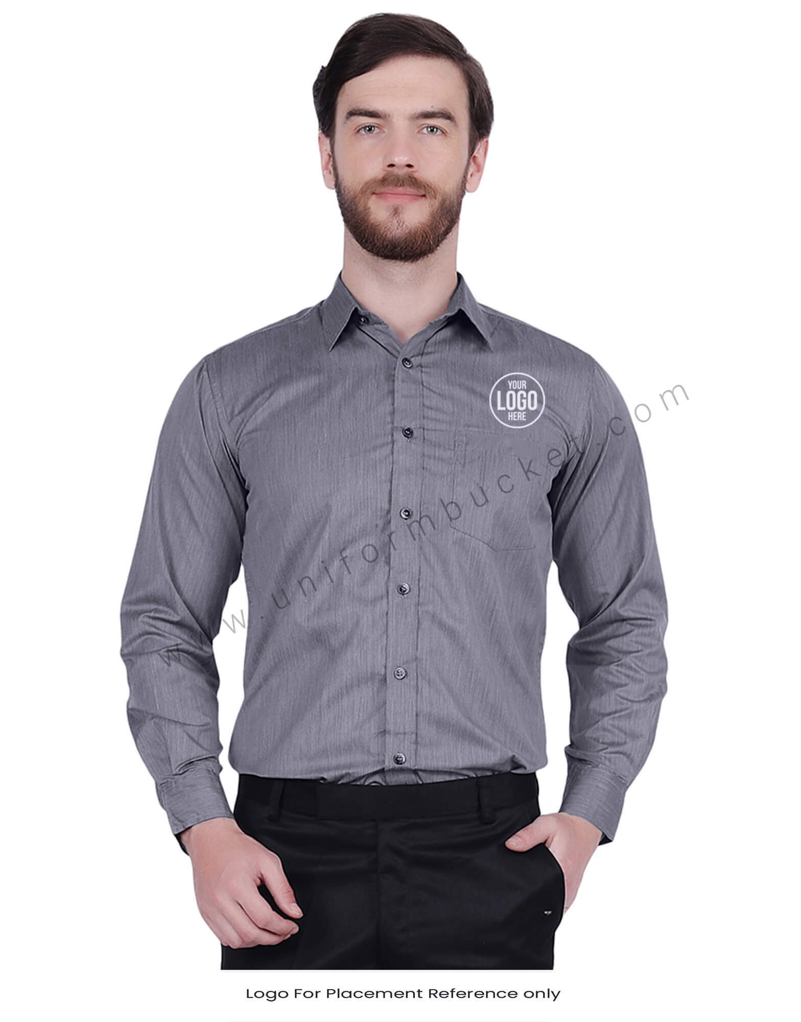 Dark Grey Fil a Fil Uniform Shirt thumbnail 4