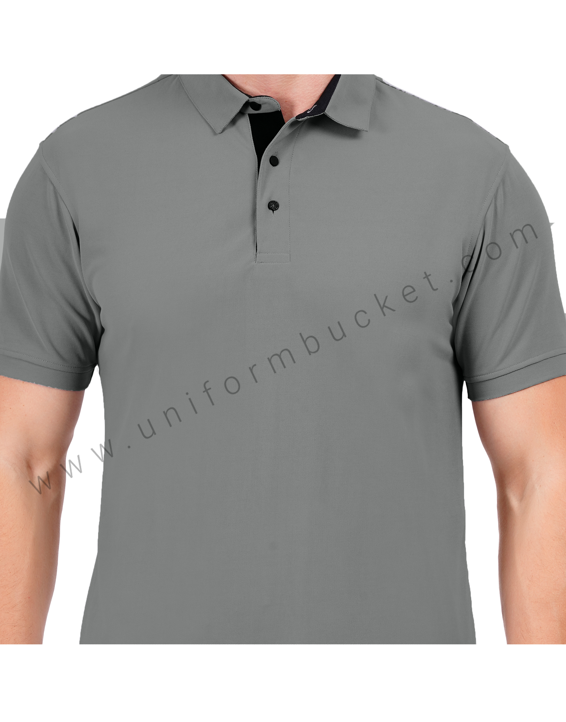 Dark Grey polo T-shirt with Black trim thumbnail 4