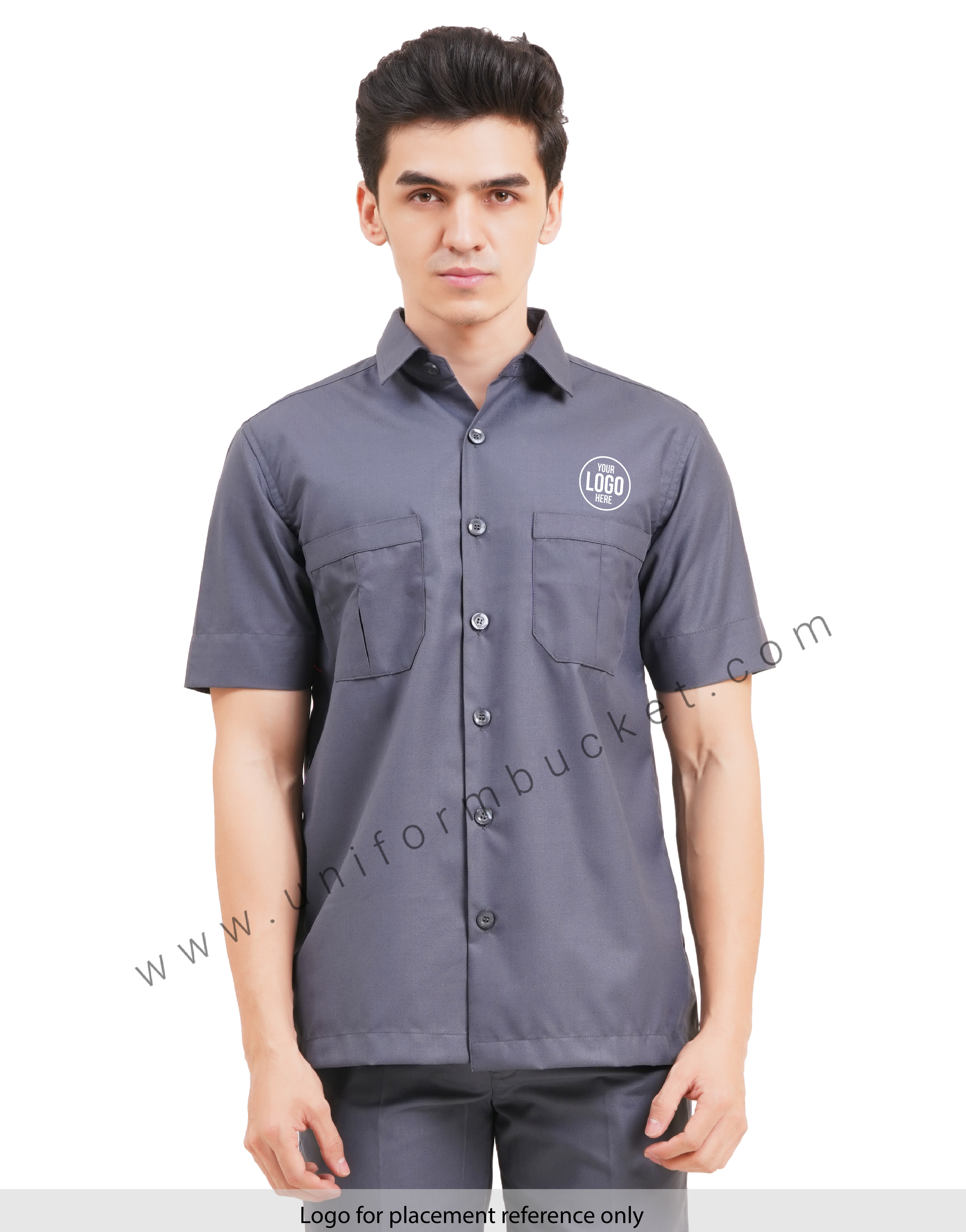 DARK GREY SAFARI SHIRT WITH TWO HIDDEN  BOX PLEAT POCKET view 1