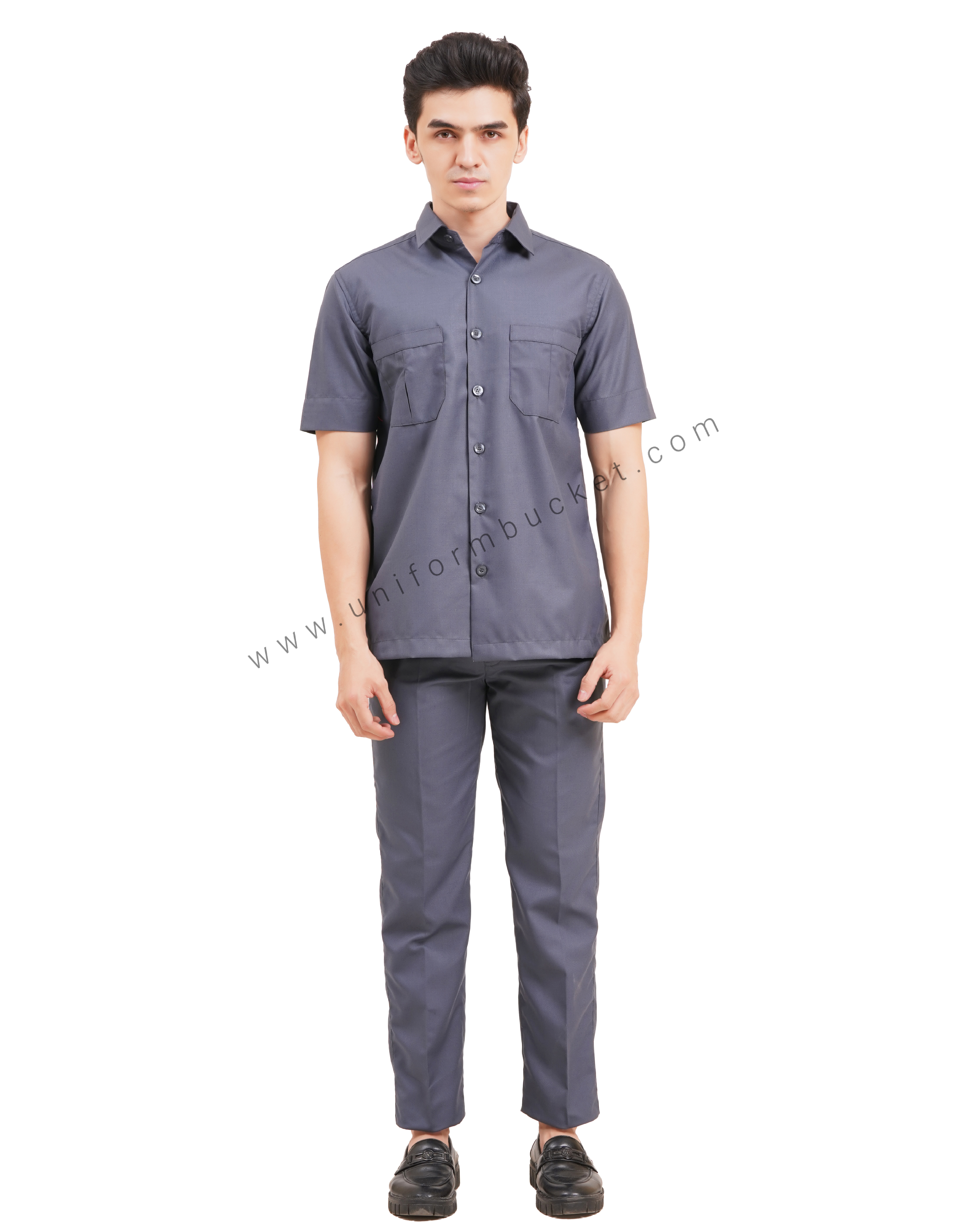 DARK GREY SAFARI SHIRT WITH TWO HIDDEN  BOX PLEAT POCKET thumbnail 2
