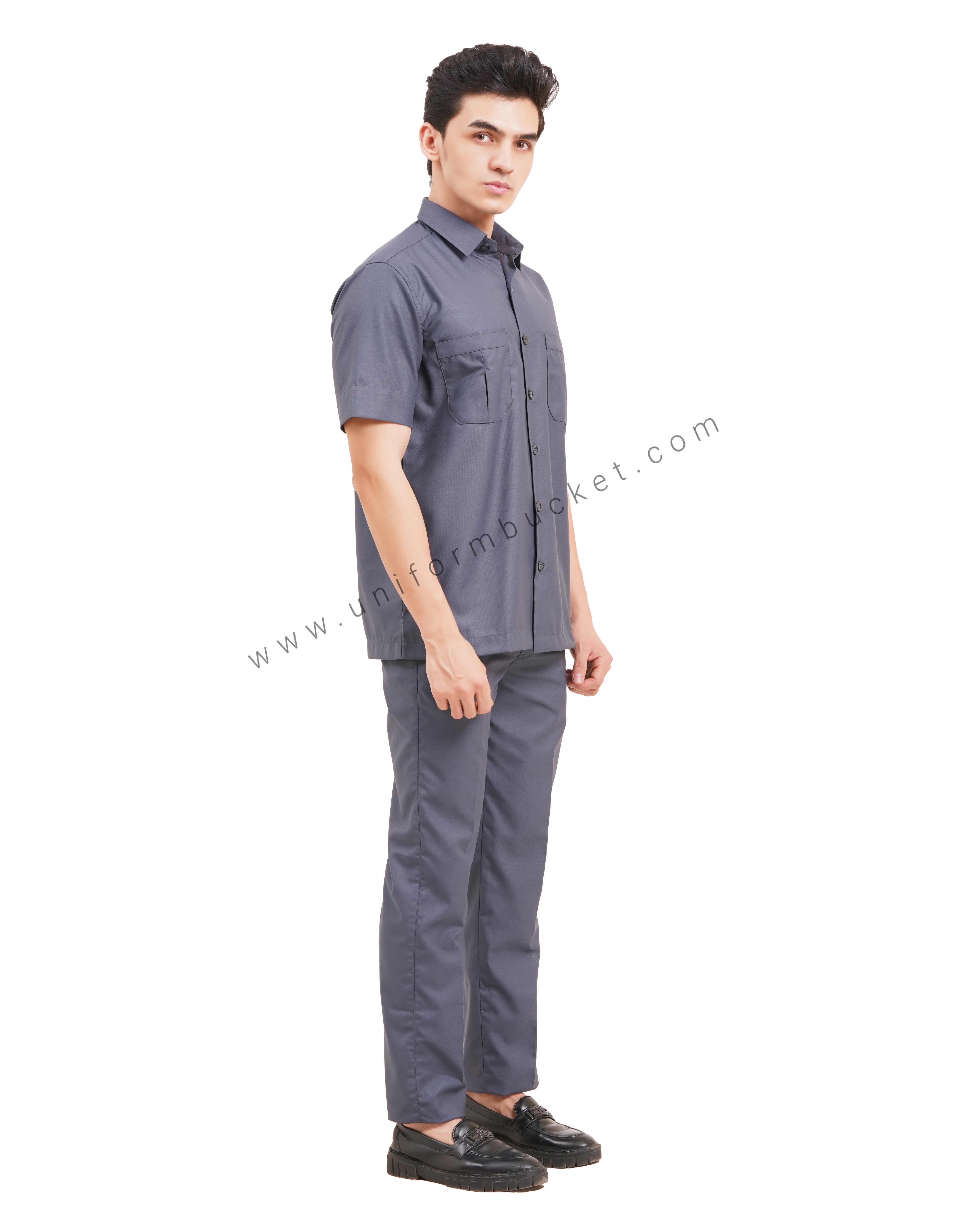 DARK GREY SAFARI SHIRT WITH TWO HIDDEN  BOX PLEAT POCKET thumbnail 4