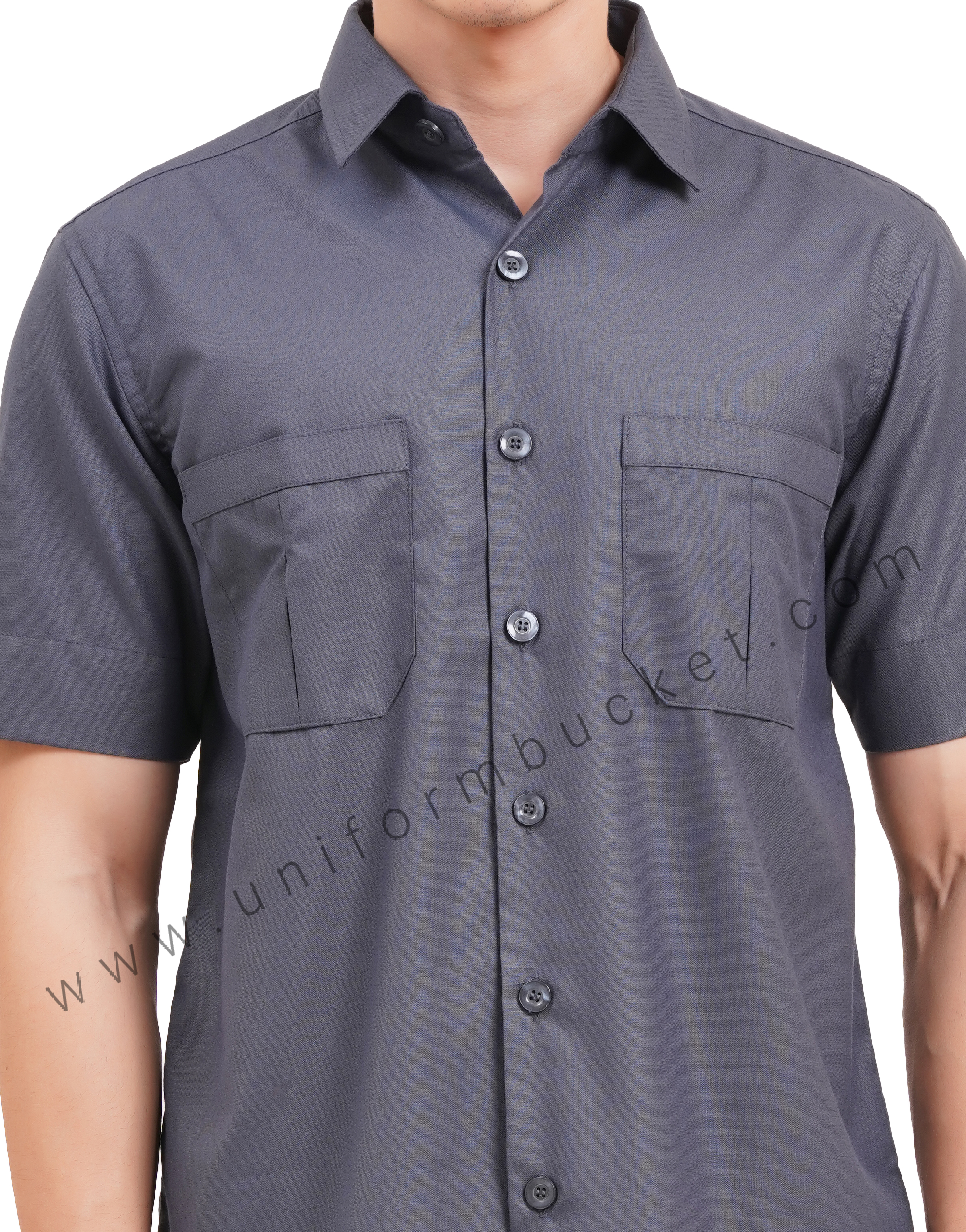 DARK GREY SAFARI SHIRT WITH TWO HIDDEN  BOX PLEAT POCKET thumbnail 6