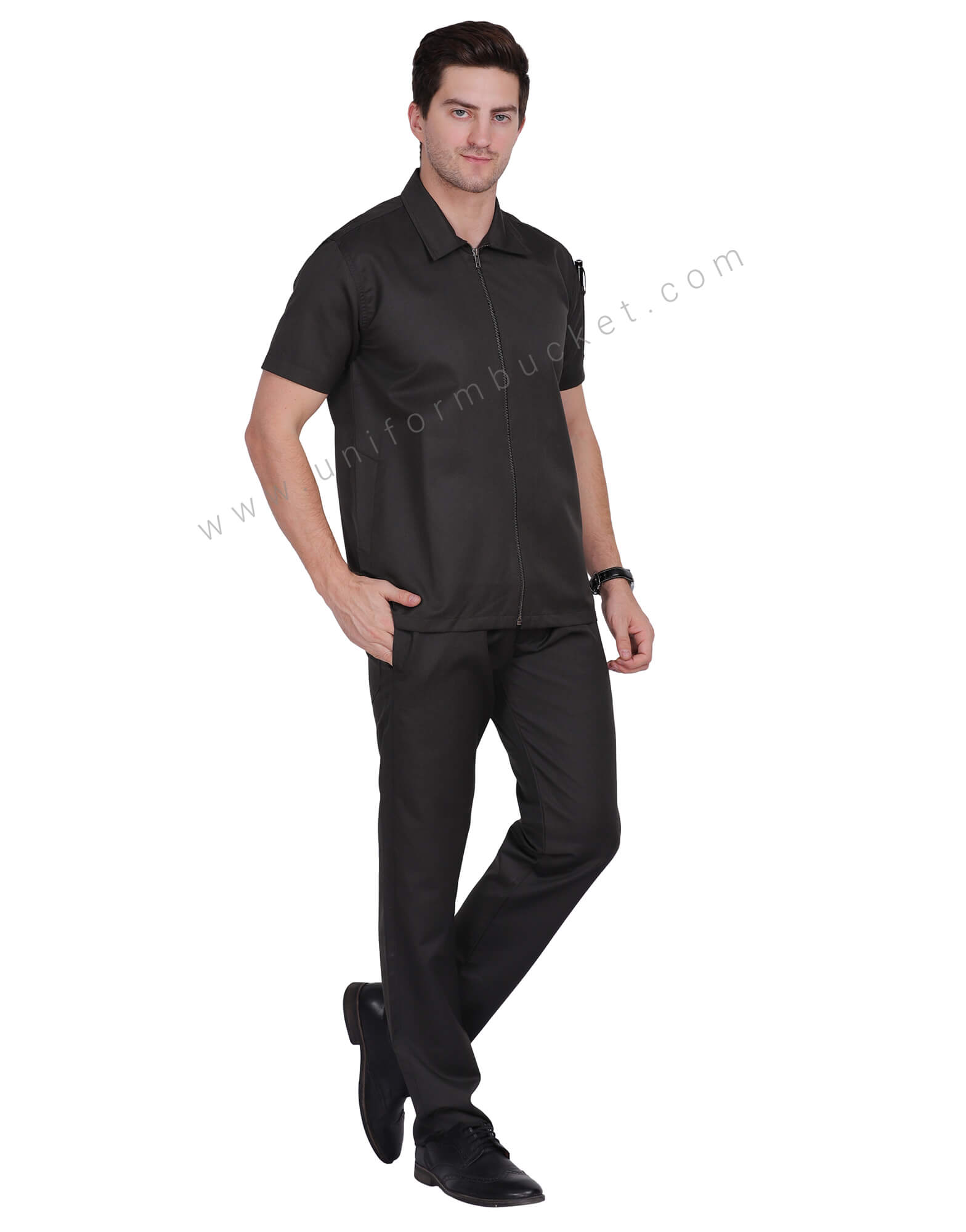 Dark Timber Green Shirt  With Front Zip thumbnail 2