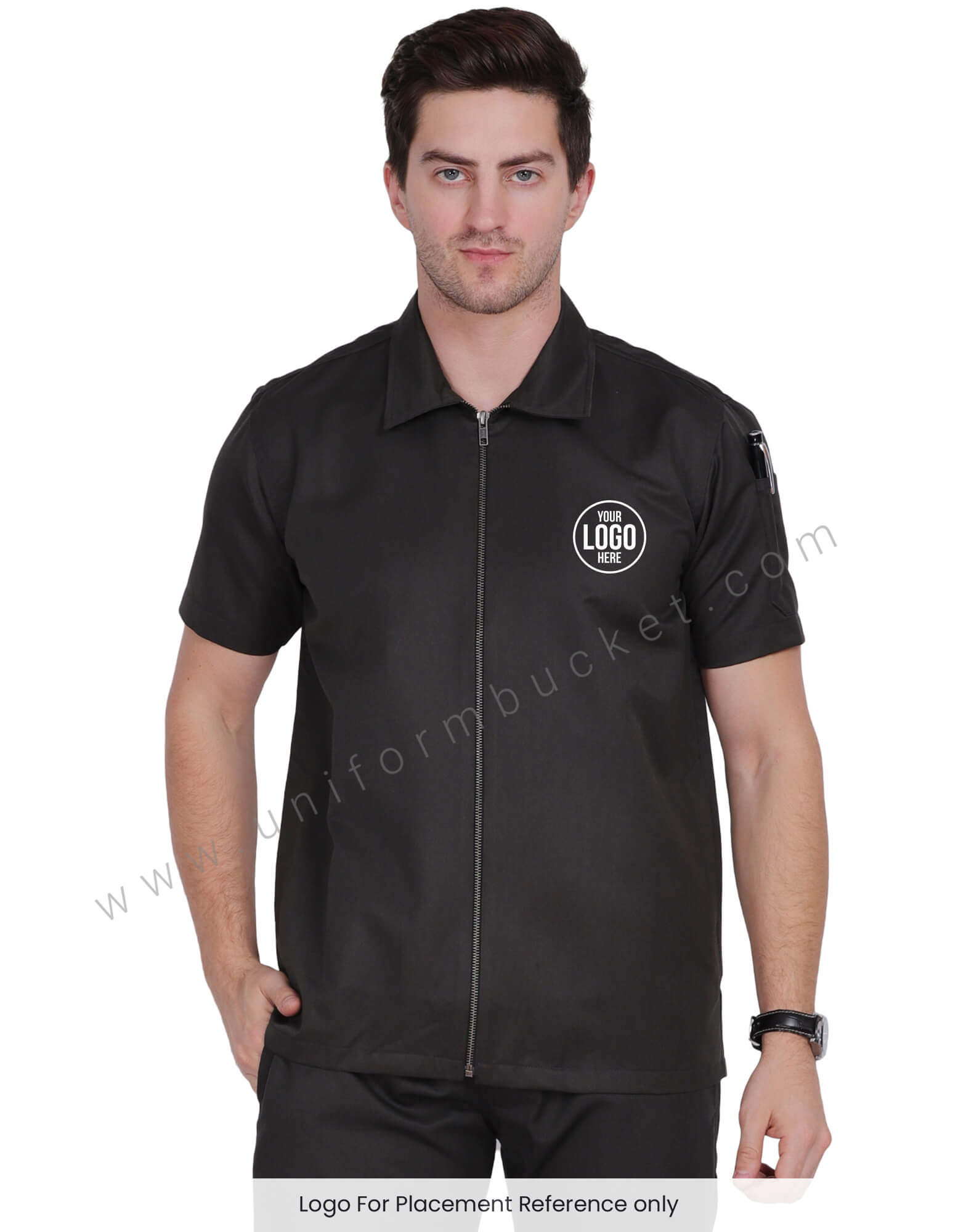 Dark Timber Green Shirt  With Front Zip view 1