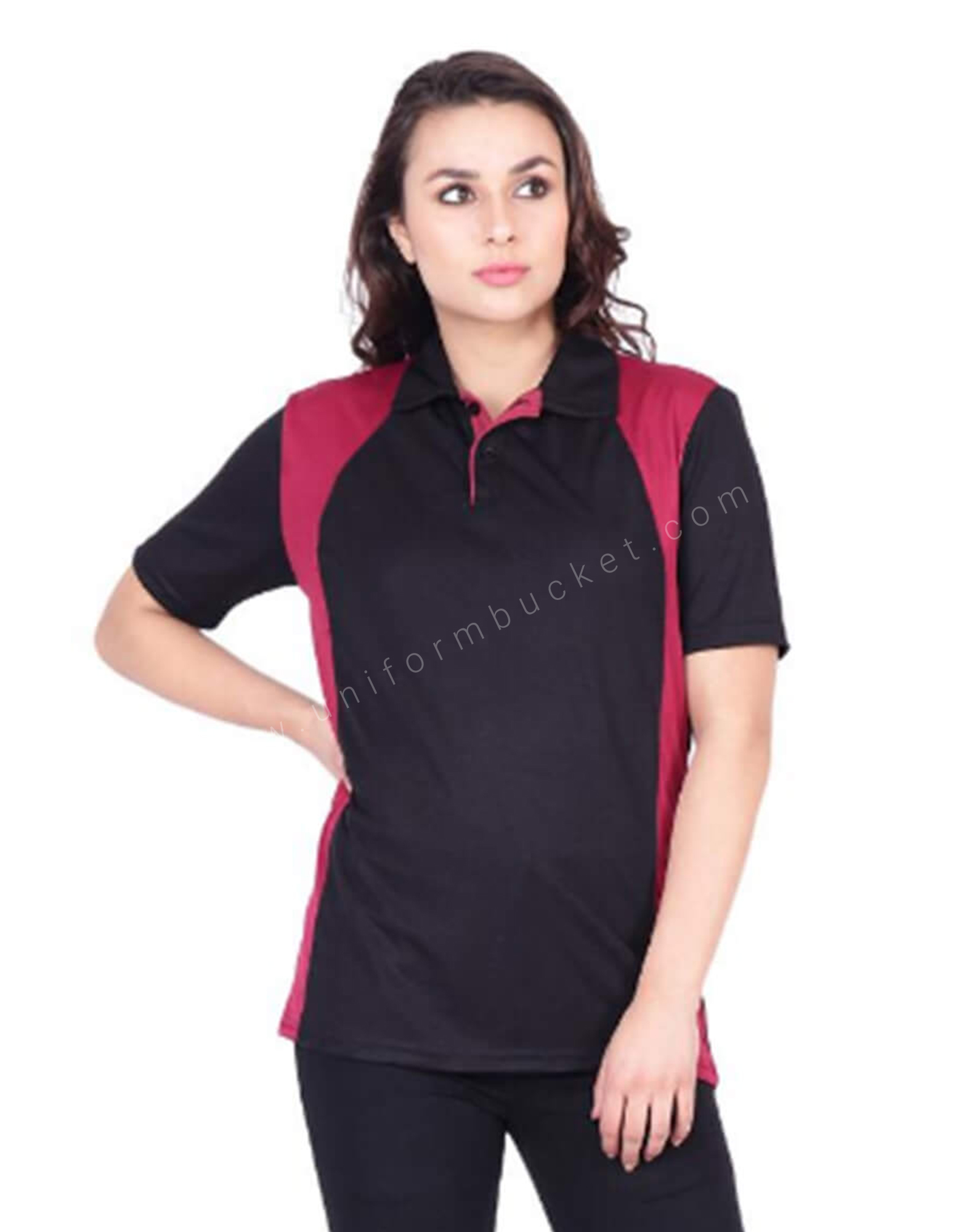 Black & Maroon Dry Fit Polo T shirt thumbnail 2
