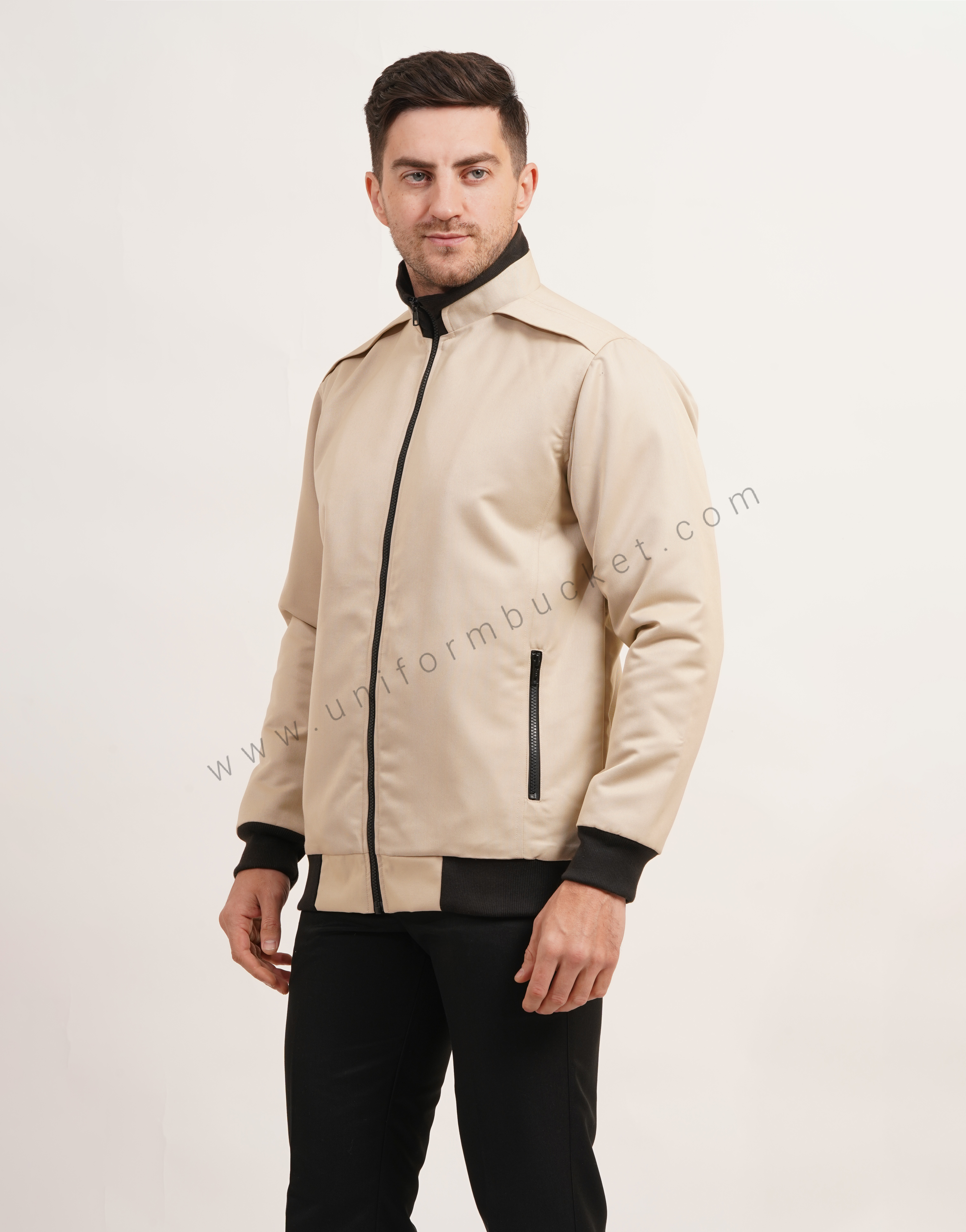 double collar with shoulder plate designer jacket thumbnail 2