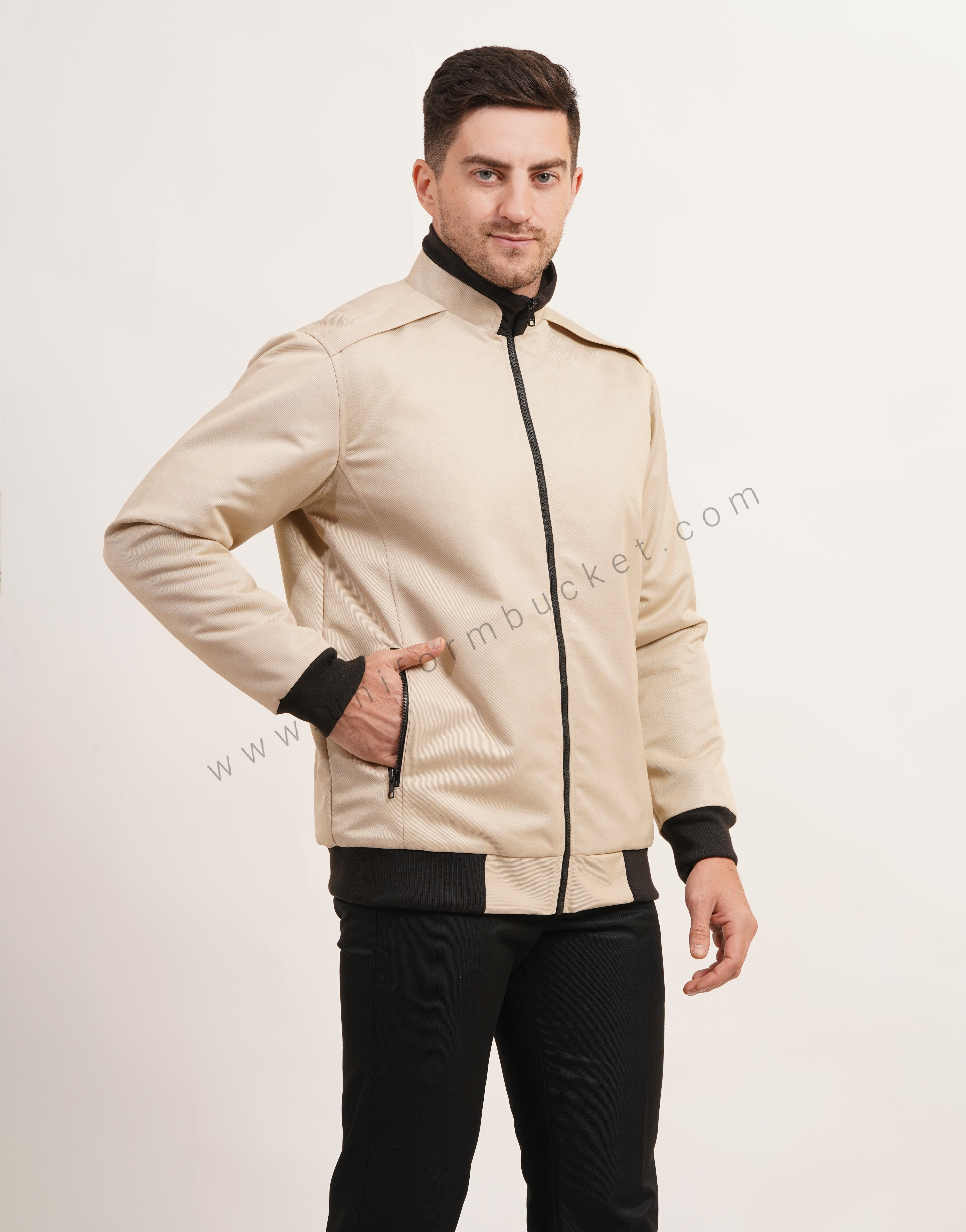 double collar with shoulder plate designer jacket thumbnail 3