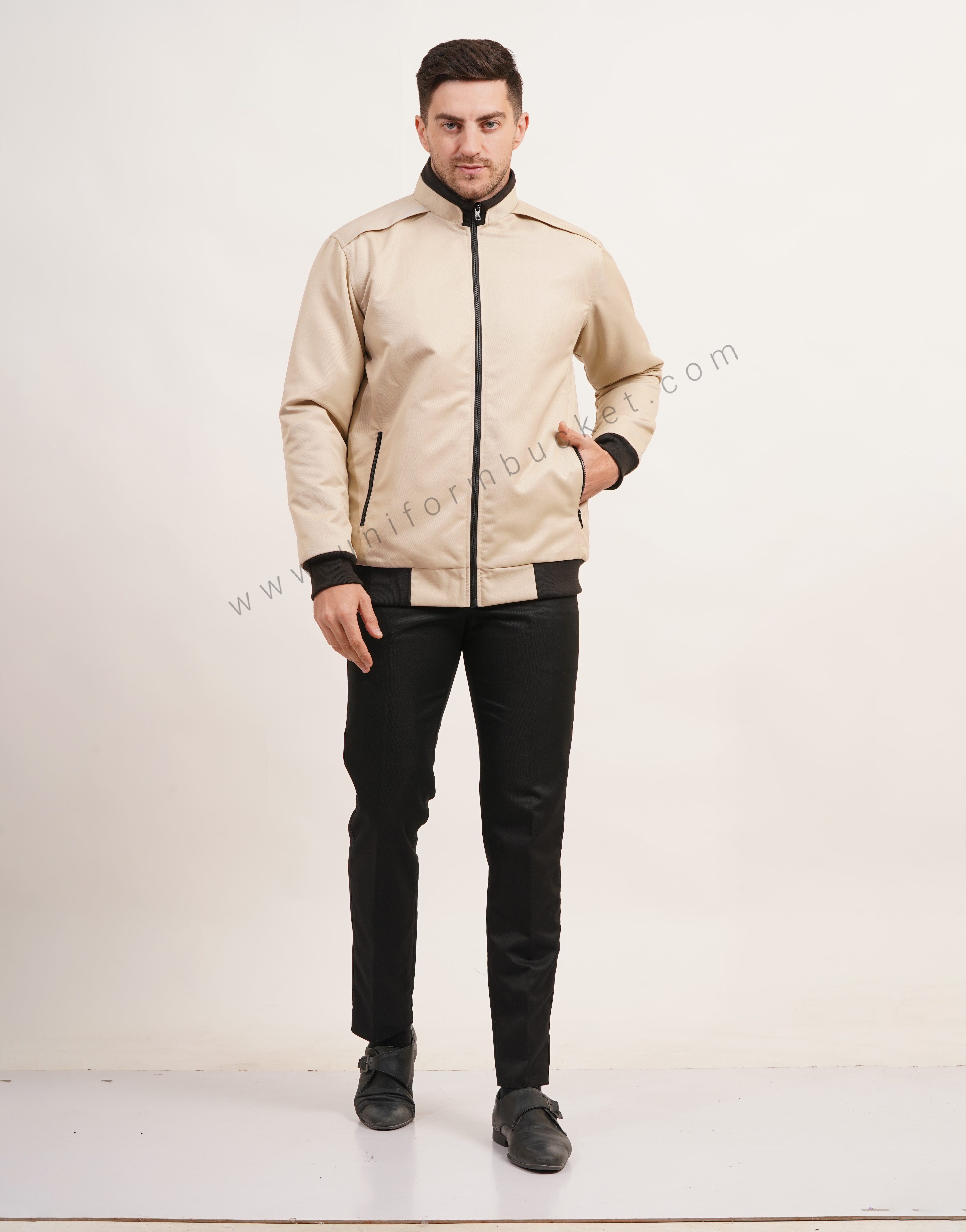 double collar with shoulder plate designer jacket thumbnail 5
