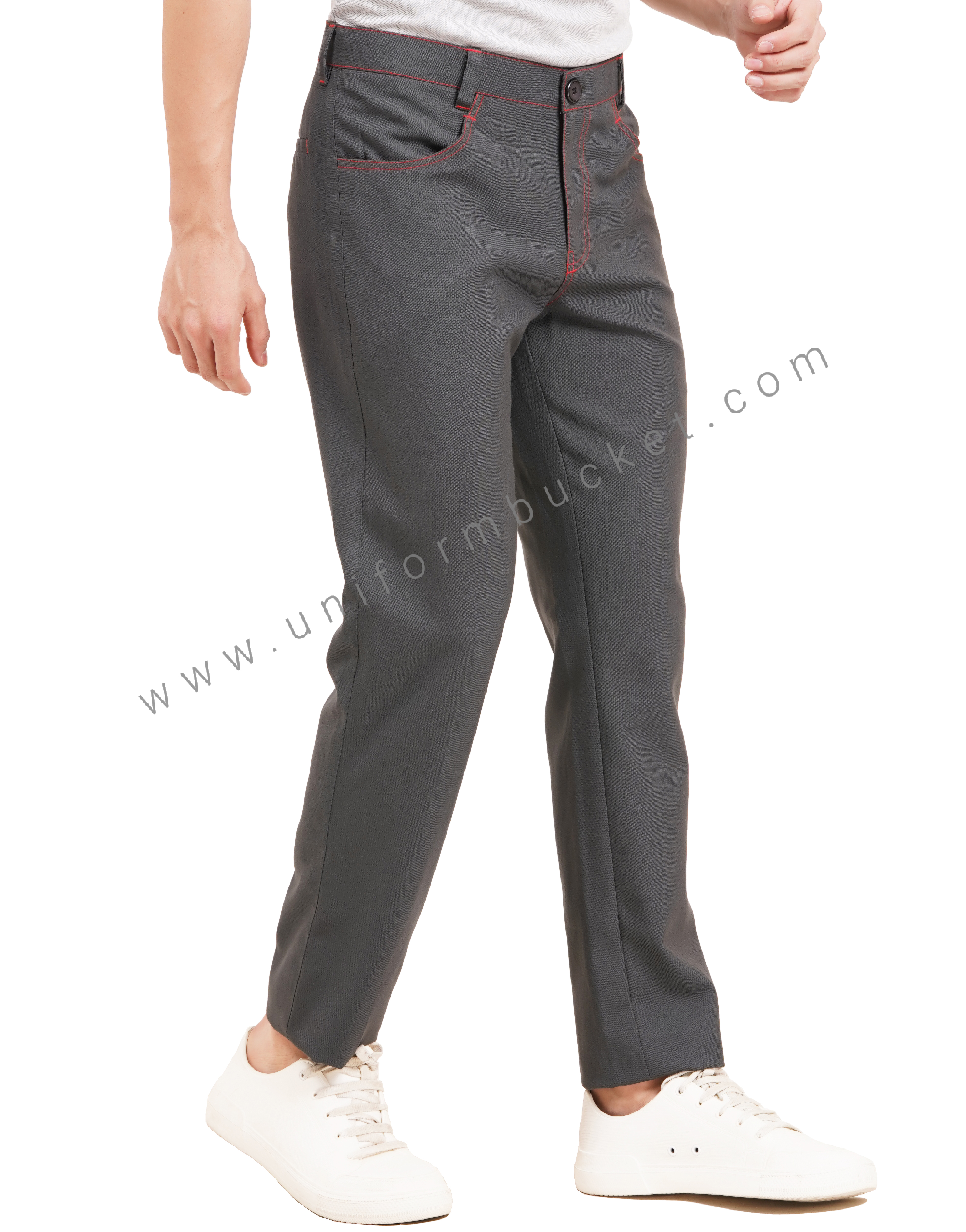 DUSTY GREY MALE TROUSER WITH DENIM LOOK POCKET  & STITCH BY RED THREAD thumbnail 3