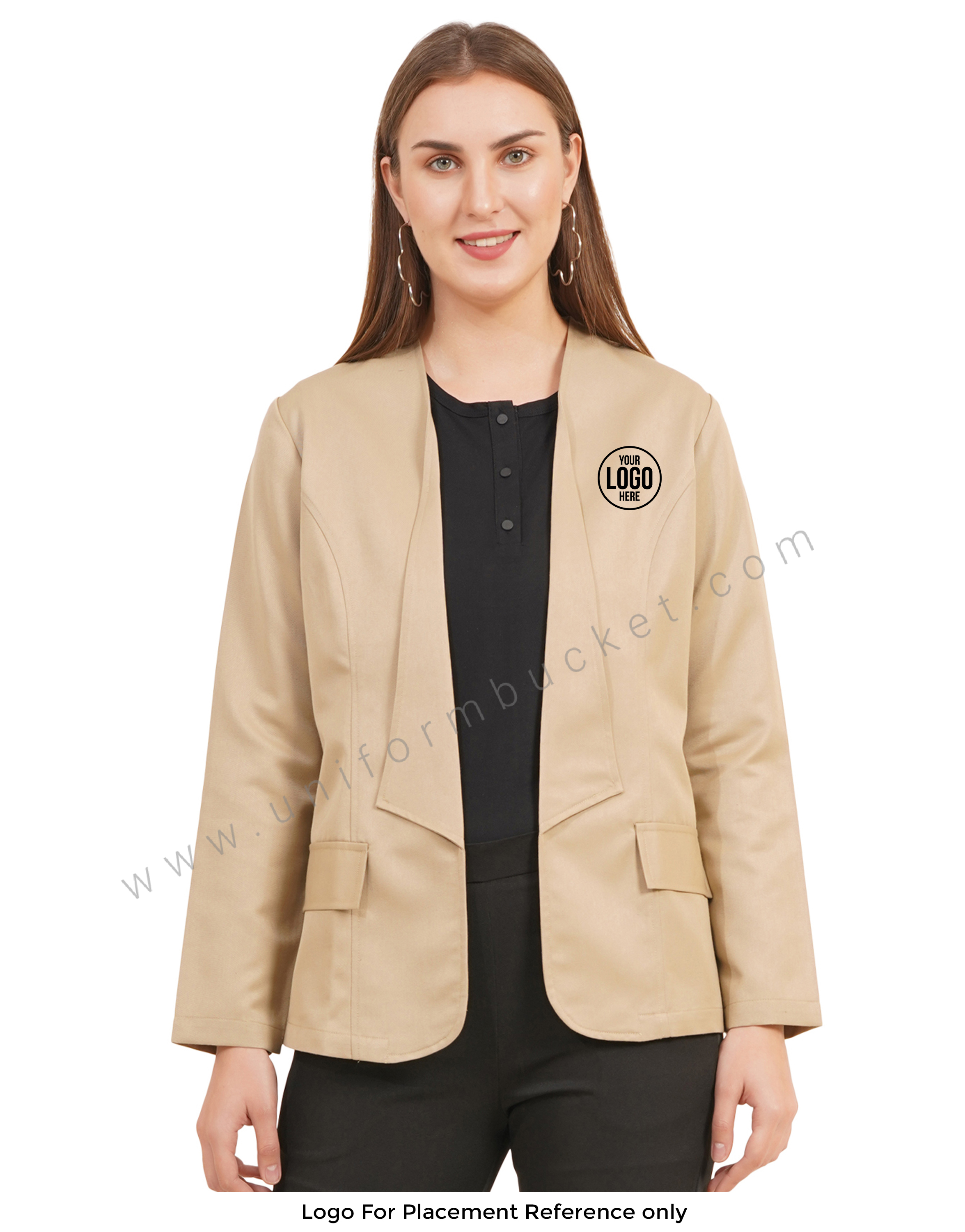 Elegant Beige Front Open Workwear Blazer thumbnail 6