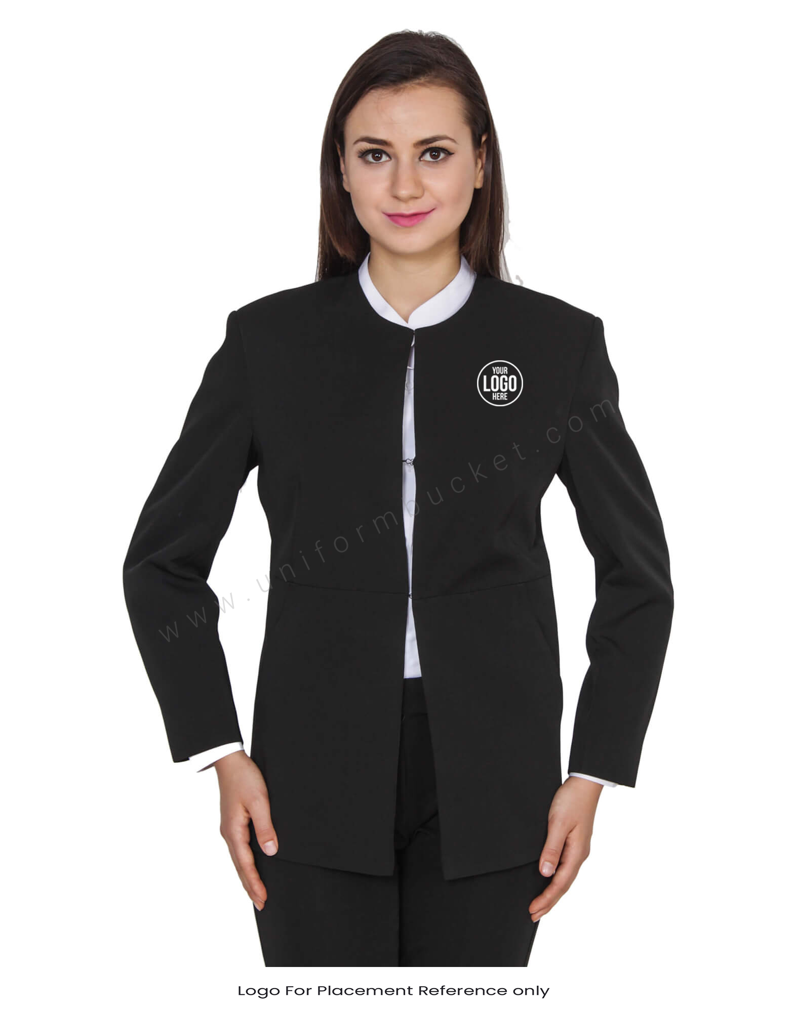 Keyhole Neck Elegant Black Blazer thumbnail 3