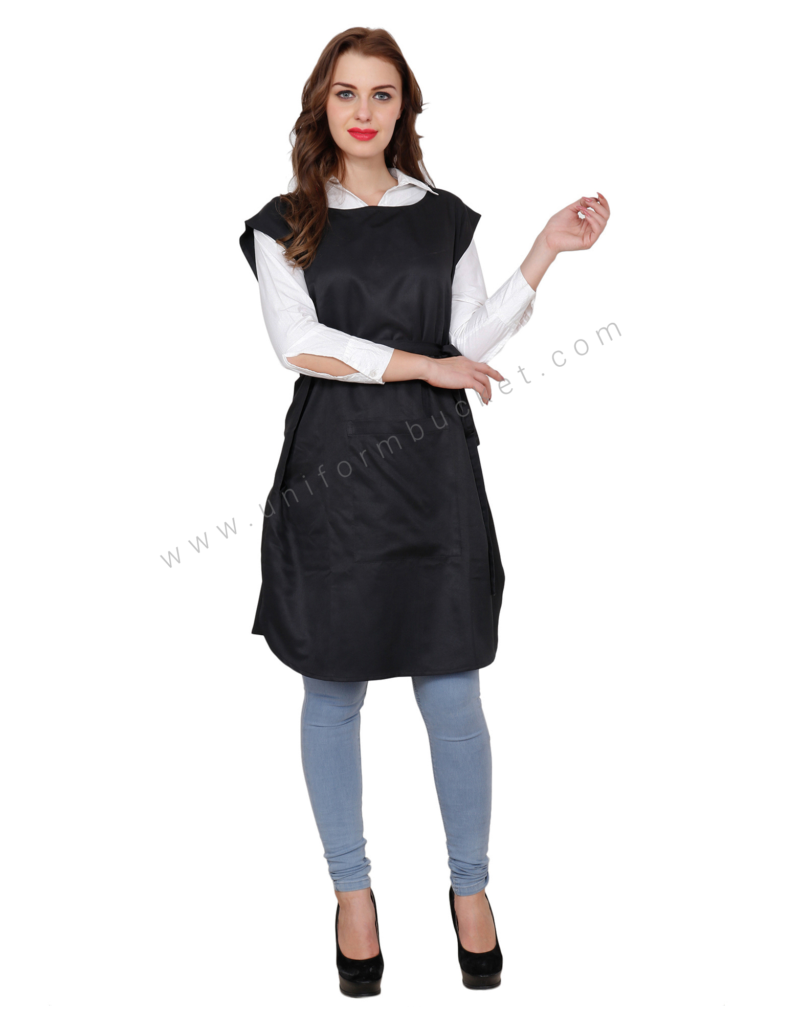 Premium Black Apron With Front Belt view 1