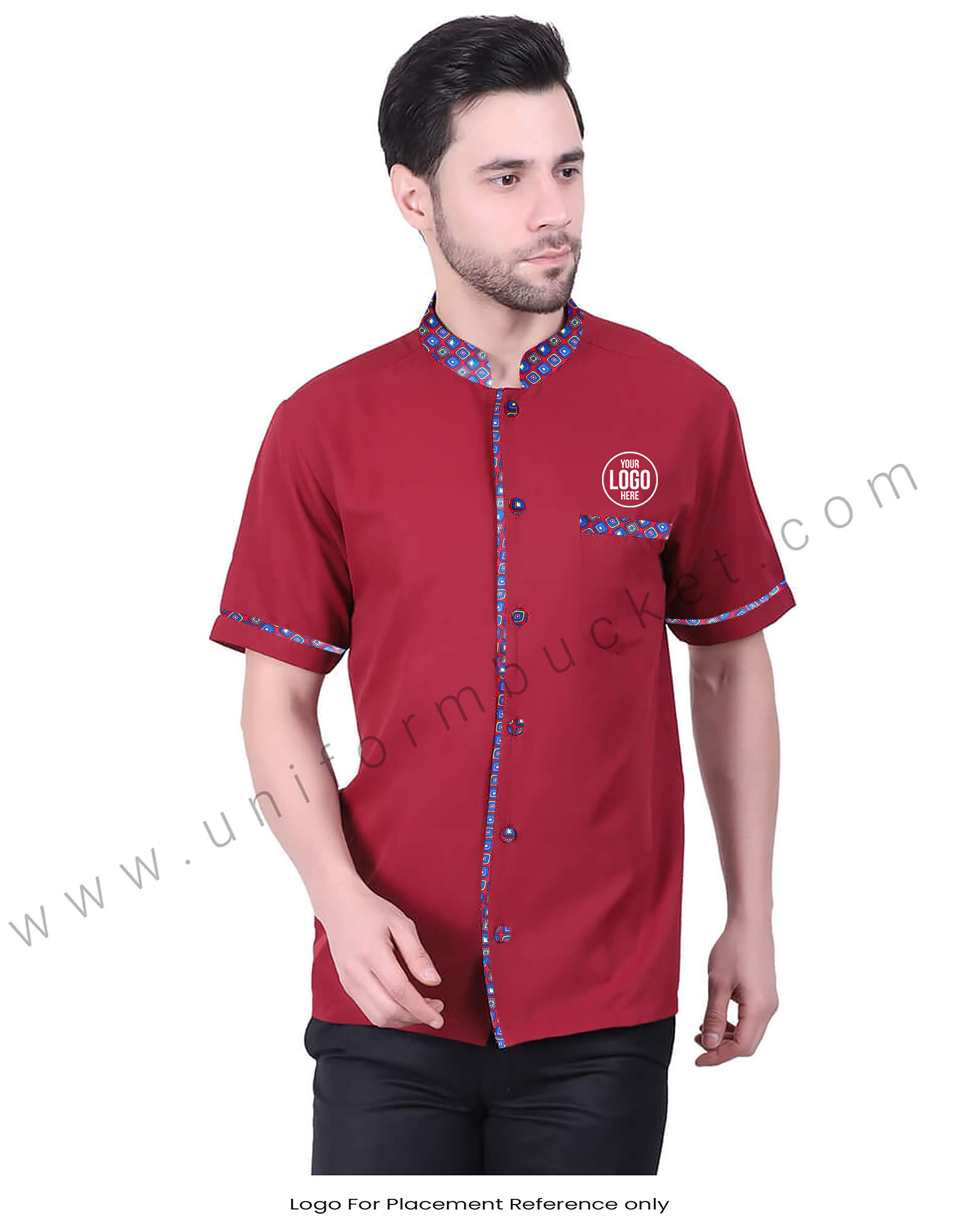 Elegant Maroon Shirt With Colorful trims view 1