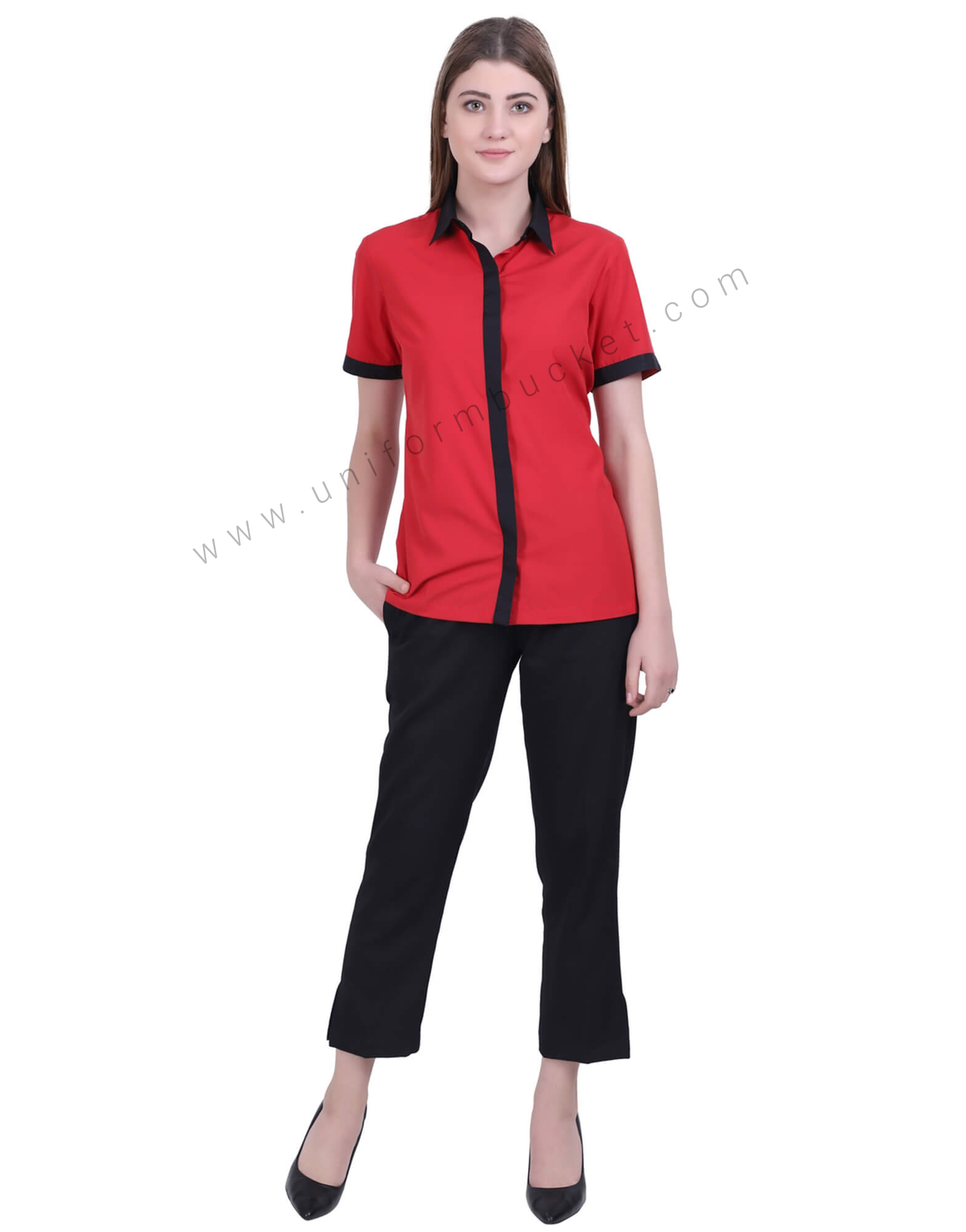 Elegant Red Formal Shirt For Women thumbnail 3