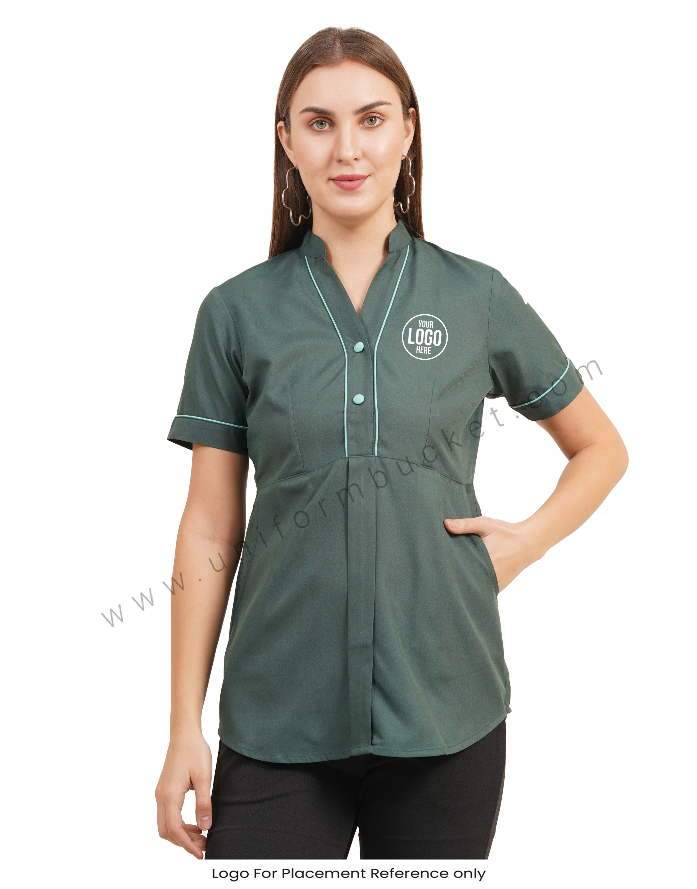 Emerald Green Front Button top view 1