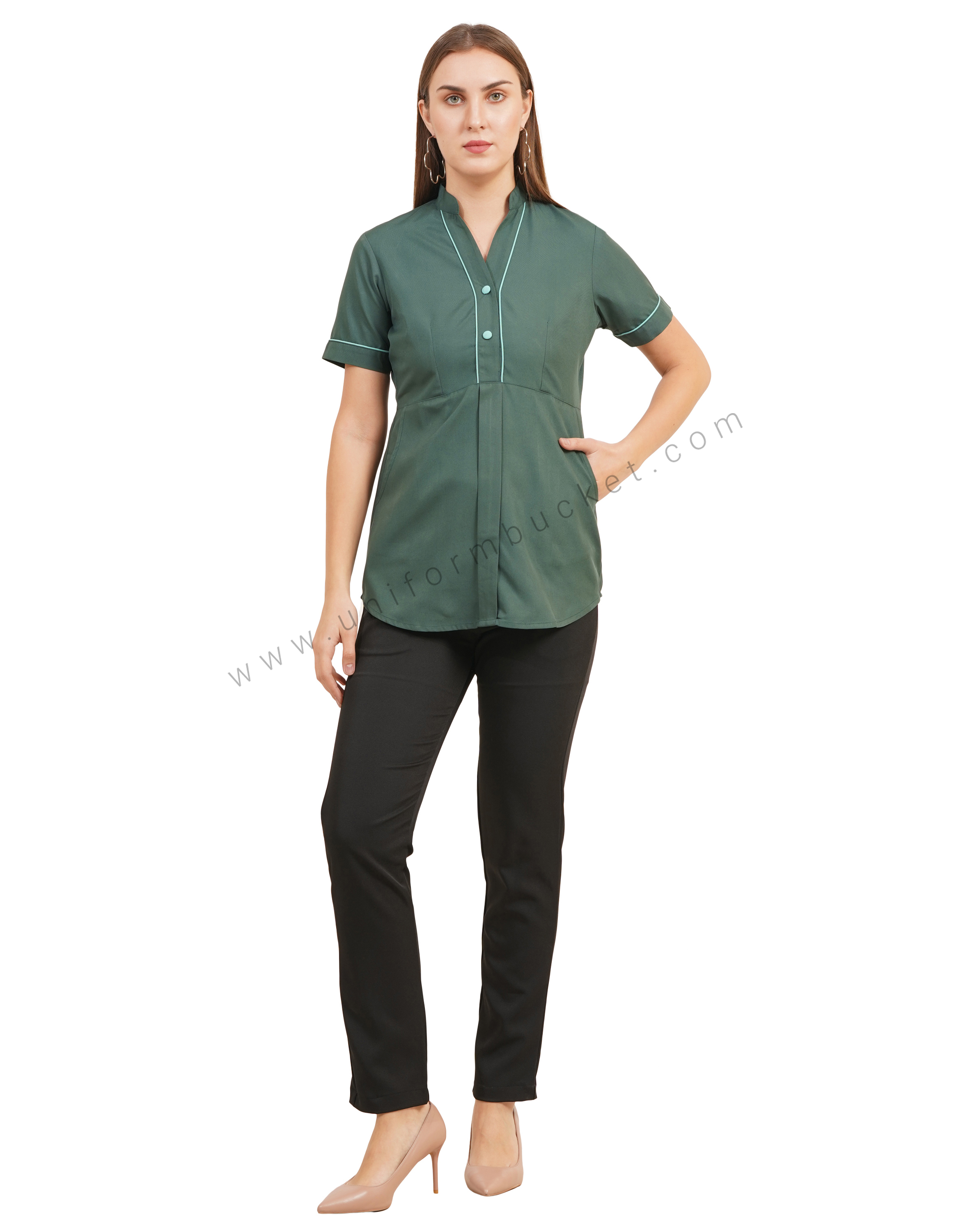 Emerald Green Front Button top thumbnail 5