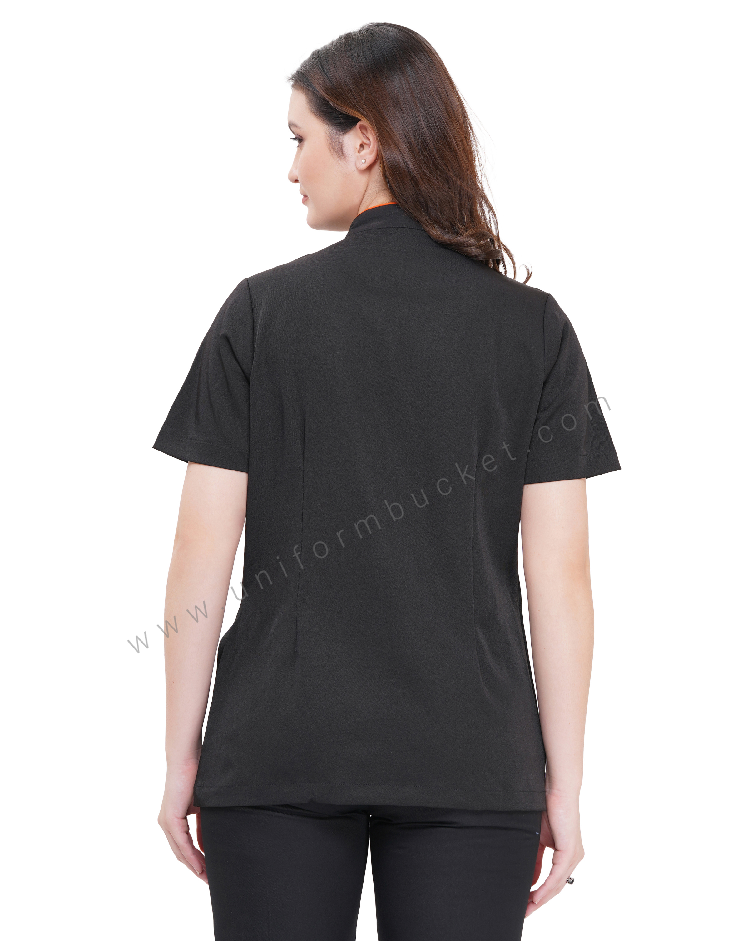 FEMALE BLACK  BAND COLLAR FEMALE TOP WITH ORANGE PIPING thumbnail 5