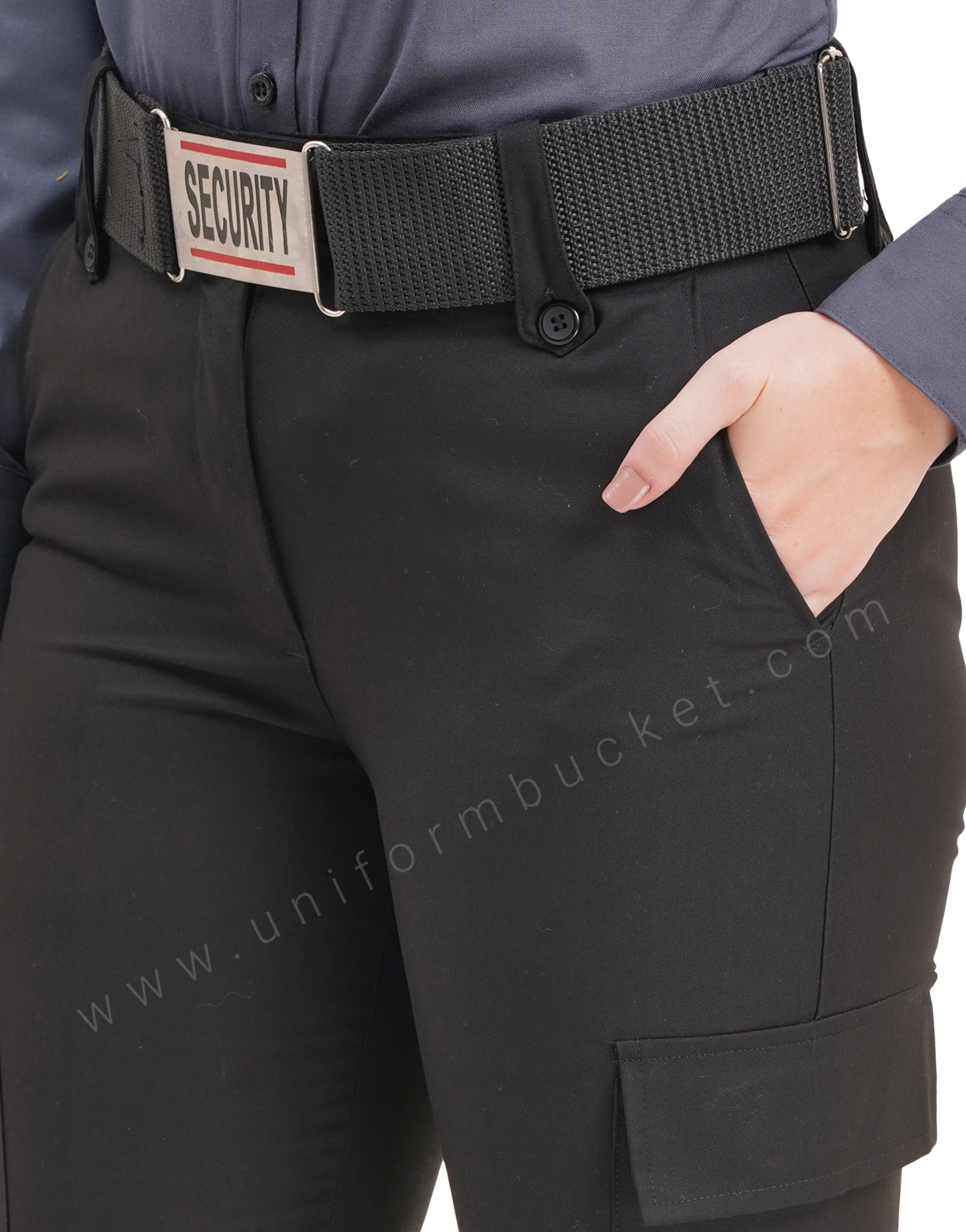 Female Black Security Guard  trouser with three loops & knee patch pocket with flap thumbnail 6