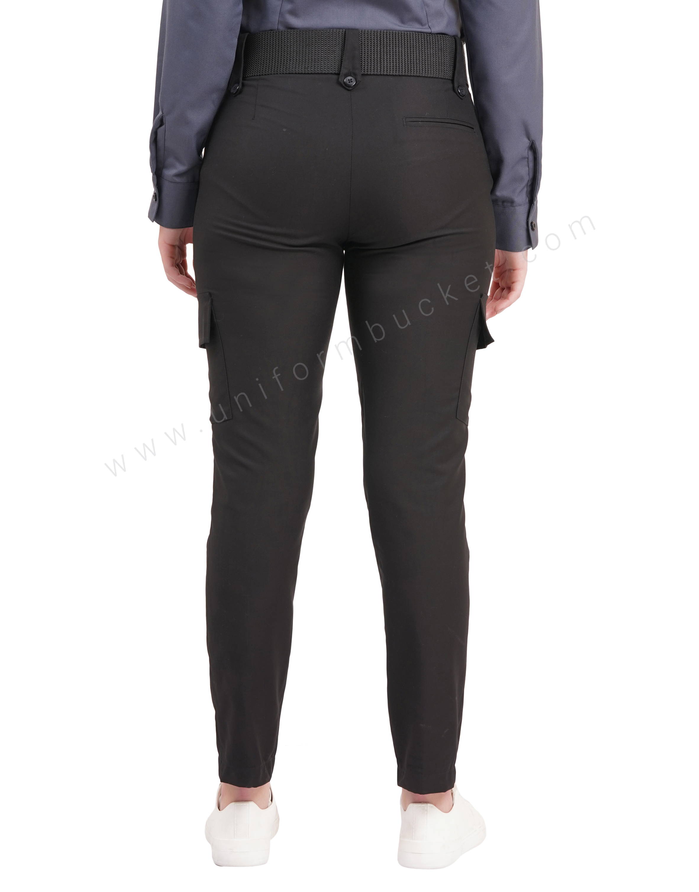 Female Black Security Guard  trouser with three loops & knee patch pocket with flap thumbnail 7
