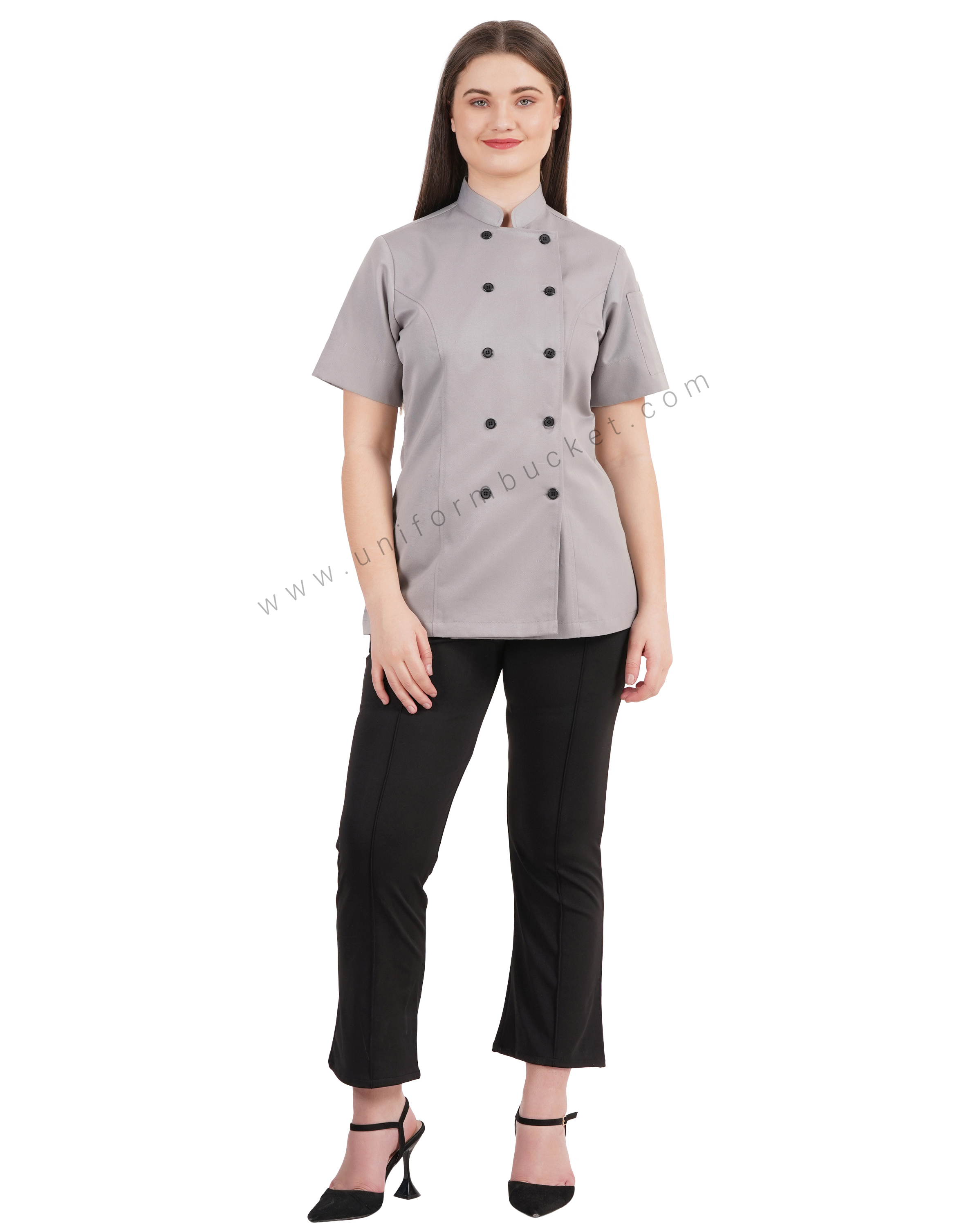 FEMALE PRINCESS LINE CHEF COAT WITH HALF SLEEVE view 1