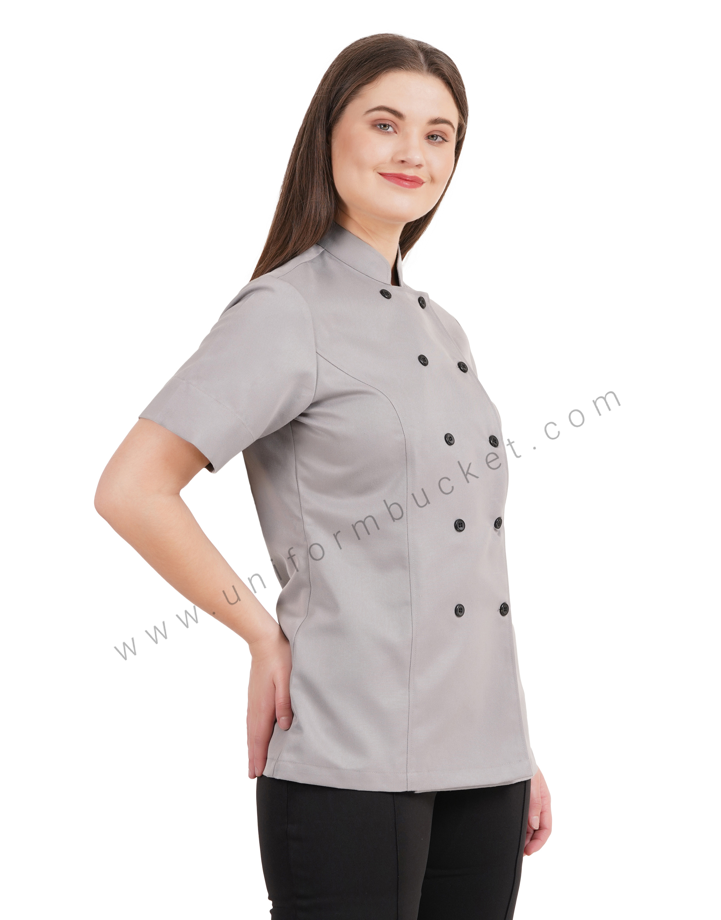 FEMALE PRINCESS LINE CHEF COAT WITH HALF SLEEVE thumbnail 3