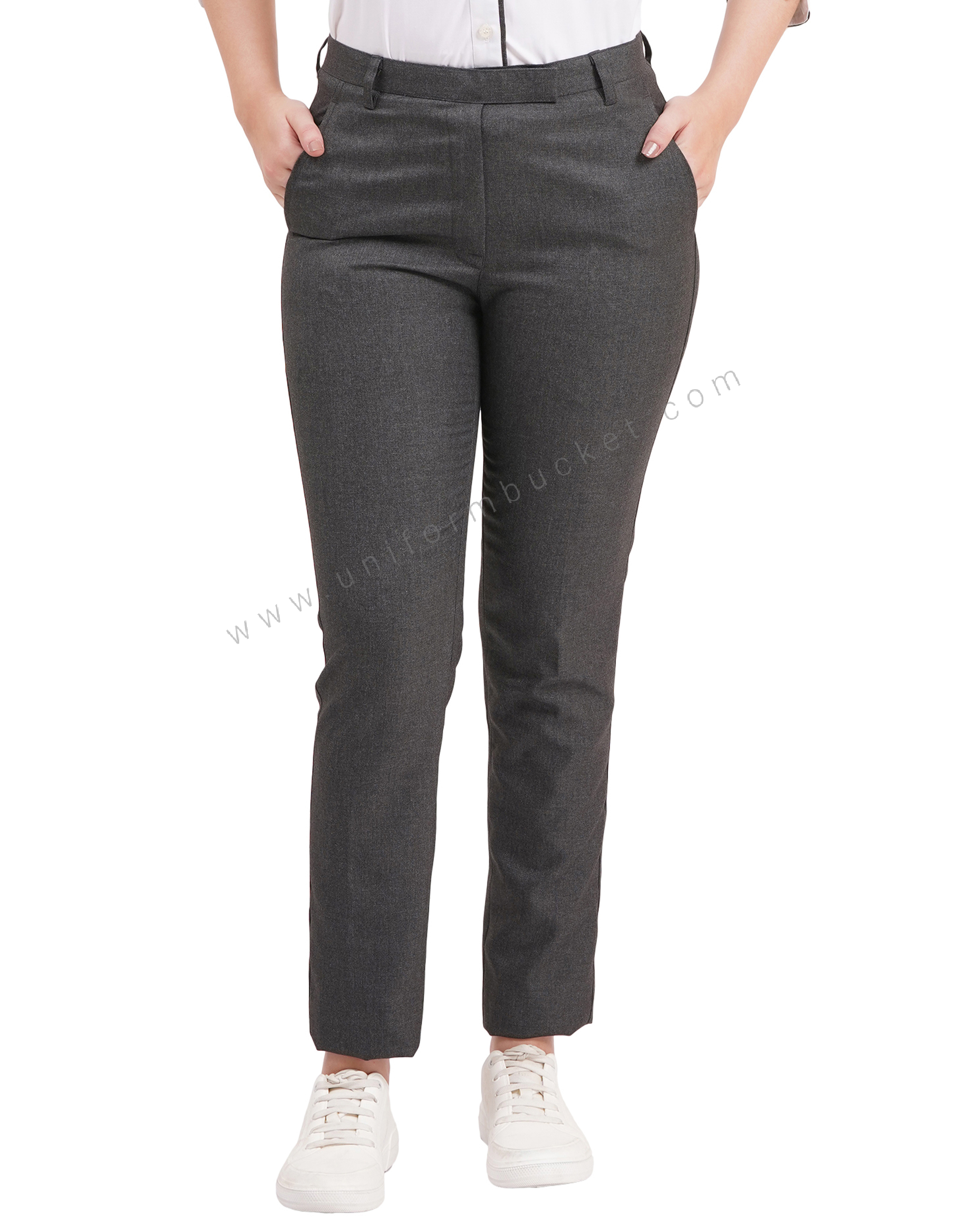 female  huy worsted grey formal trouser view 1