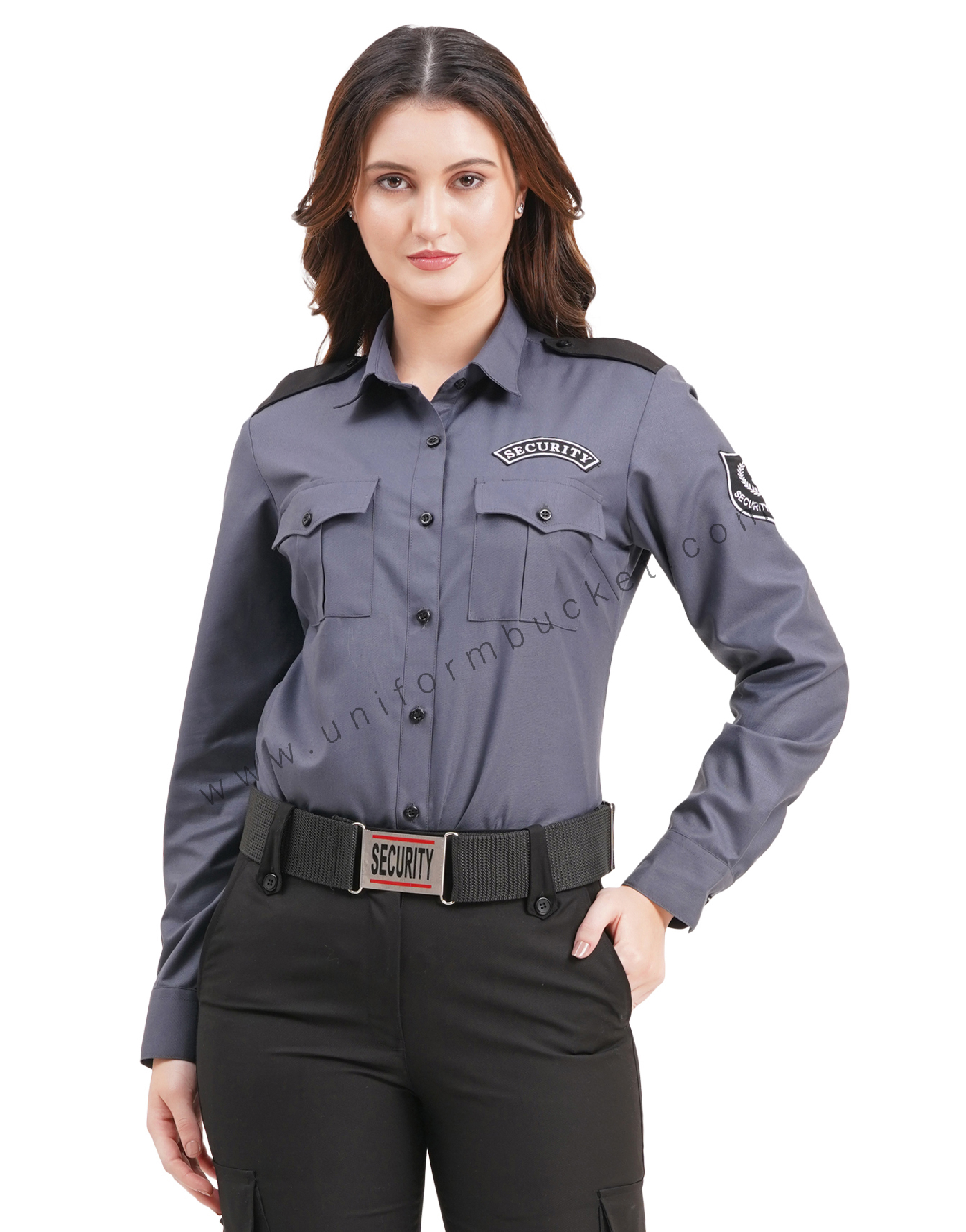 Female Security Guard grey shirt with black shoulder loops thumbnail 2