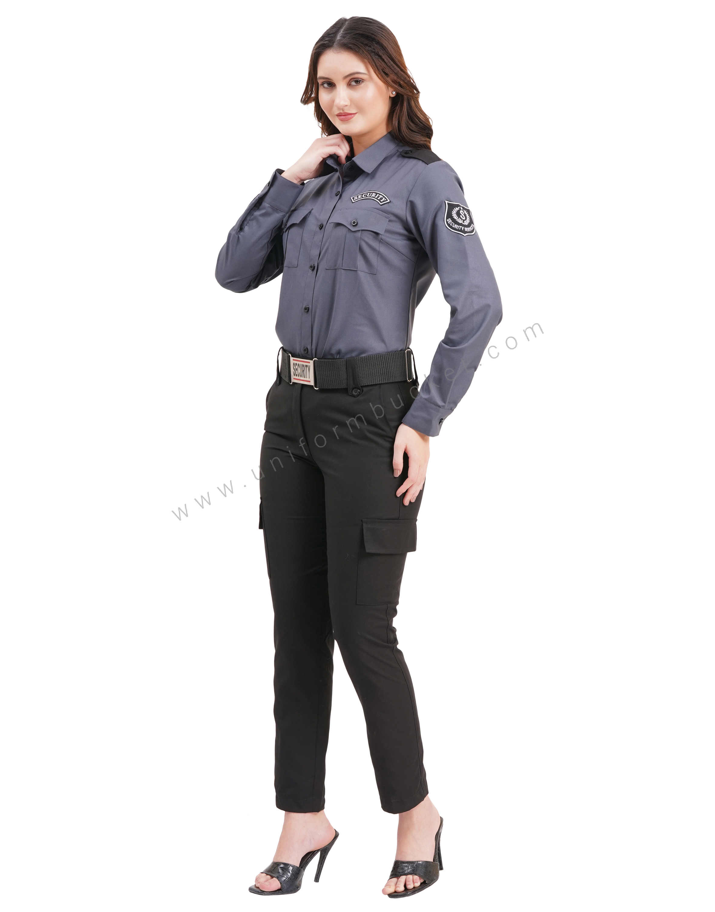 Female Security Guard grey shirt with black shoulder loops thumbnail 3