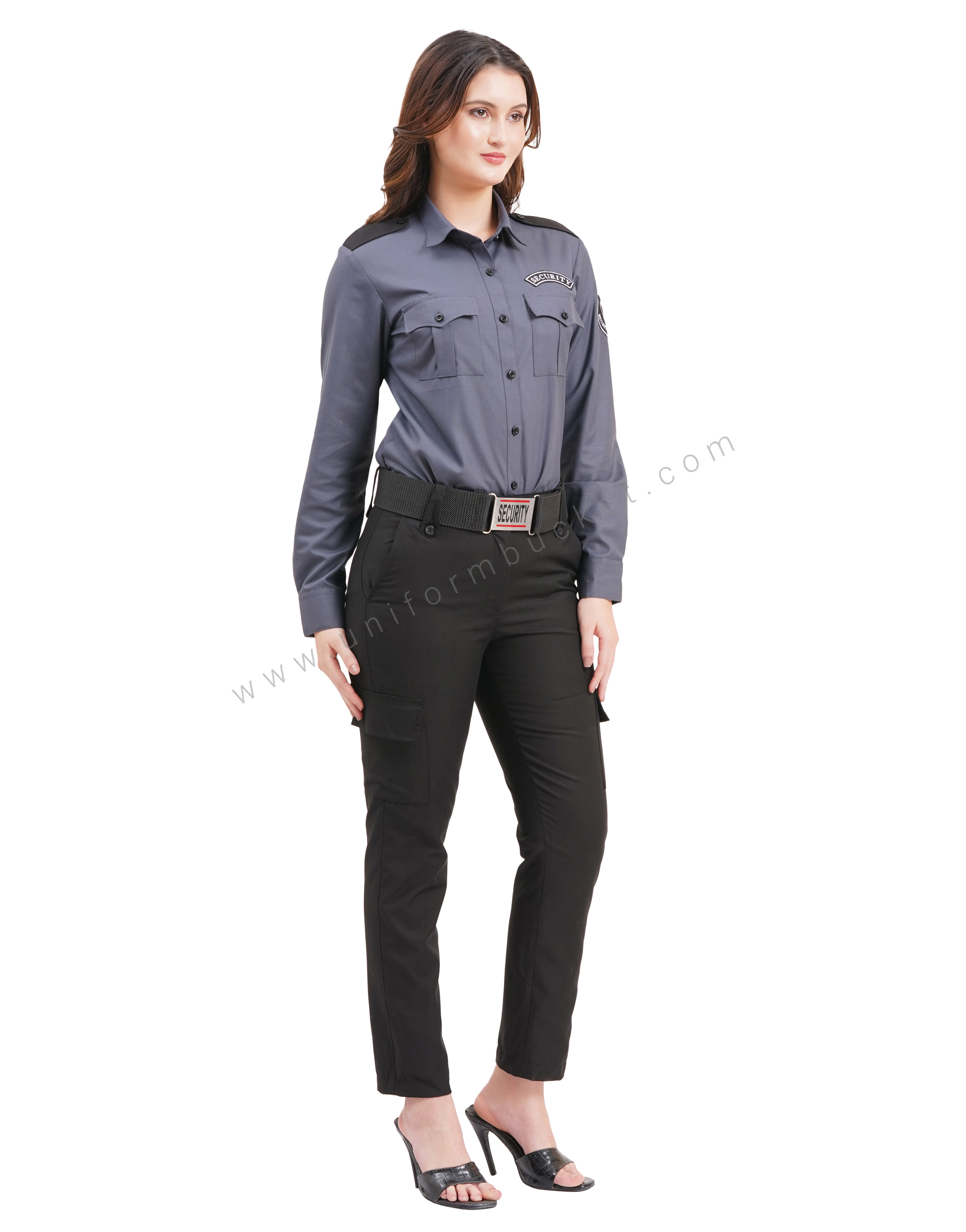 Female Security Guard grey shirt with black shoulder loops thumbnail 4
