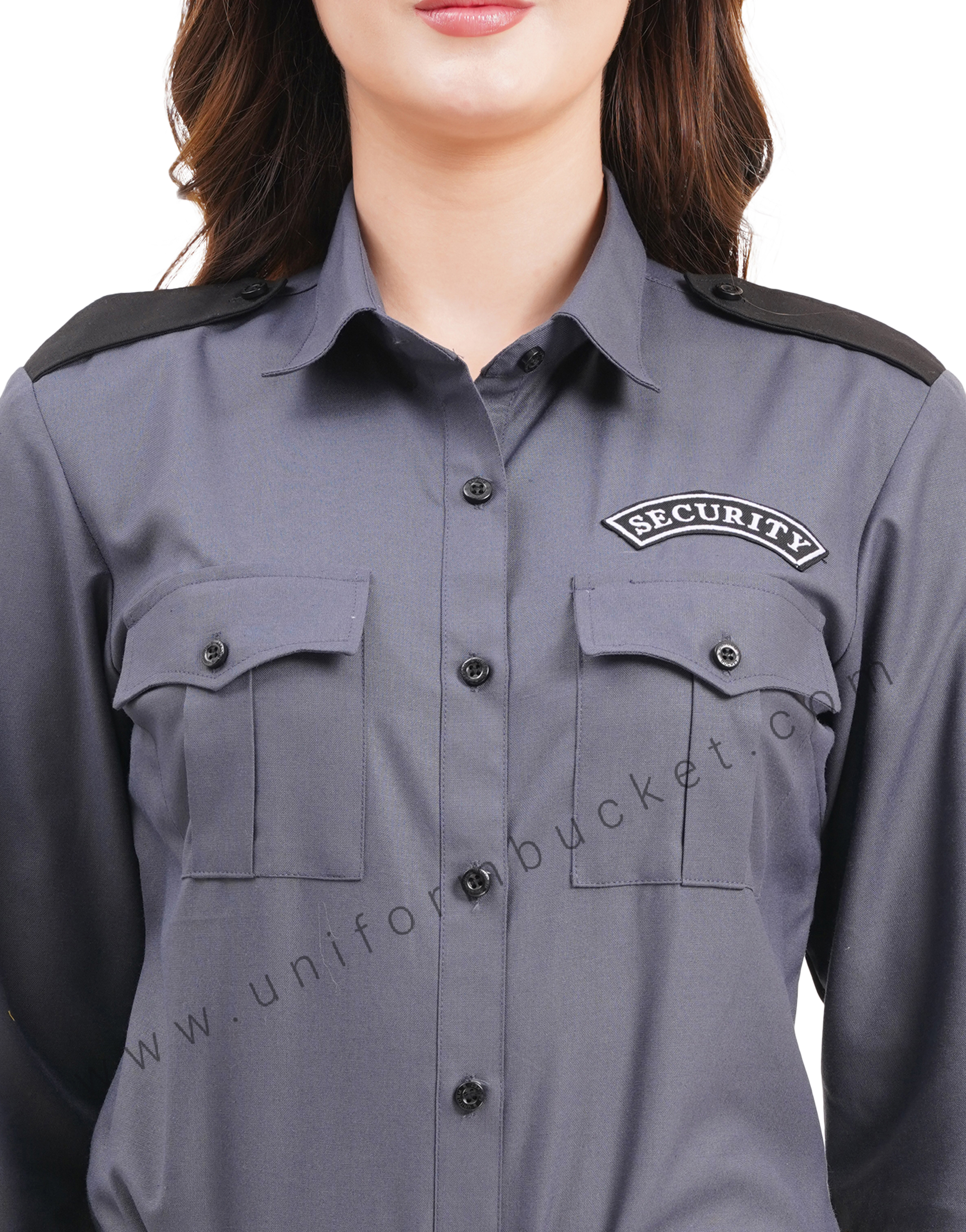 Female Security Guard grey shirt with black shoulder loops thumbnail 6
