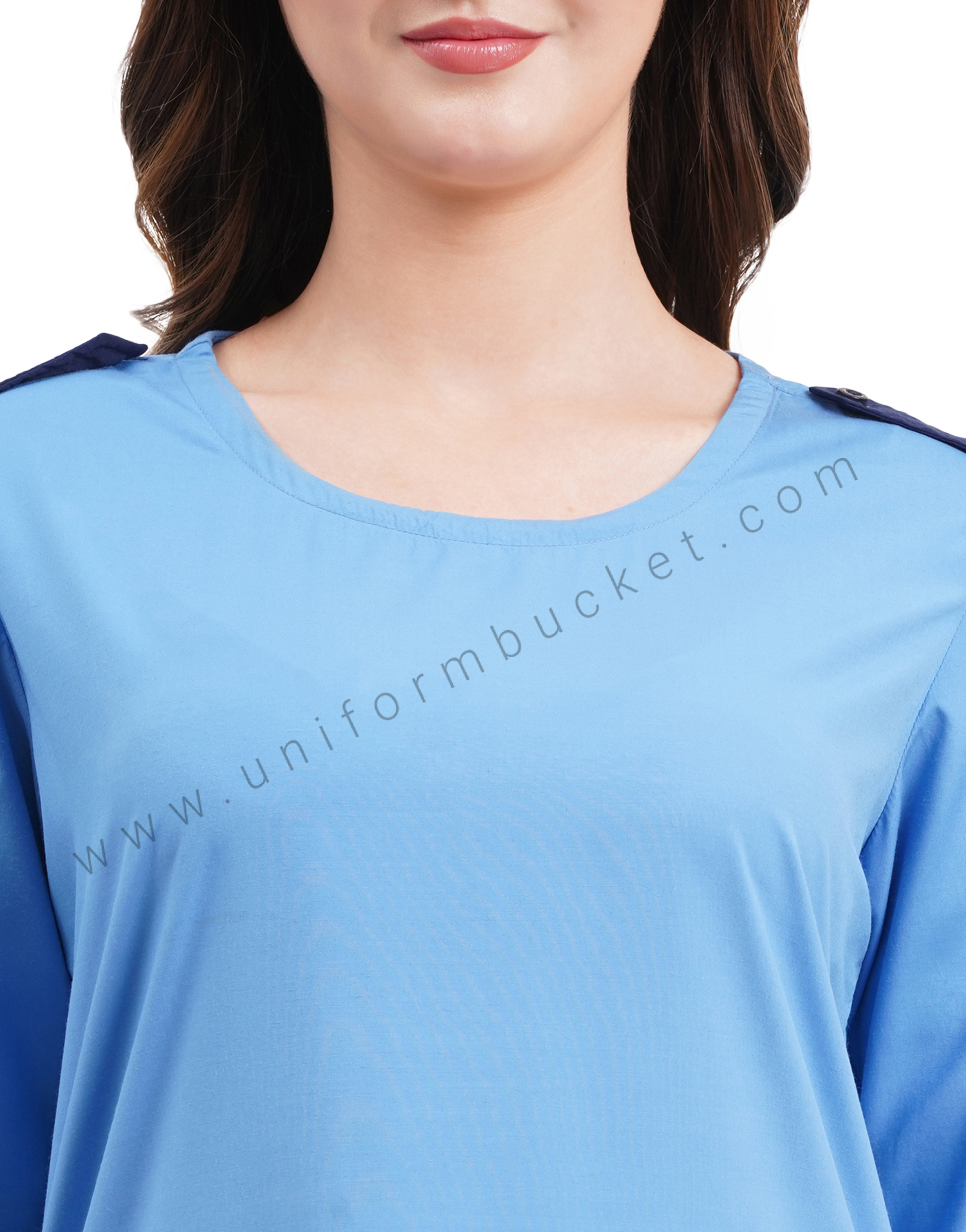 female Security Guard round neck blue kurti with navy blue dupatta & slawar thumbnail 7