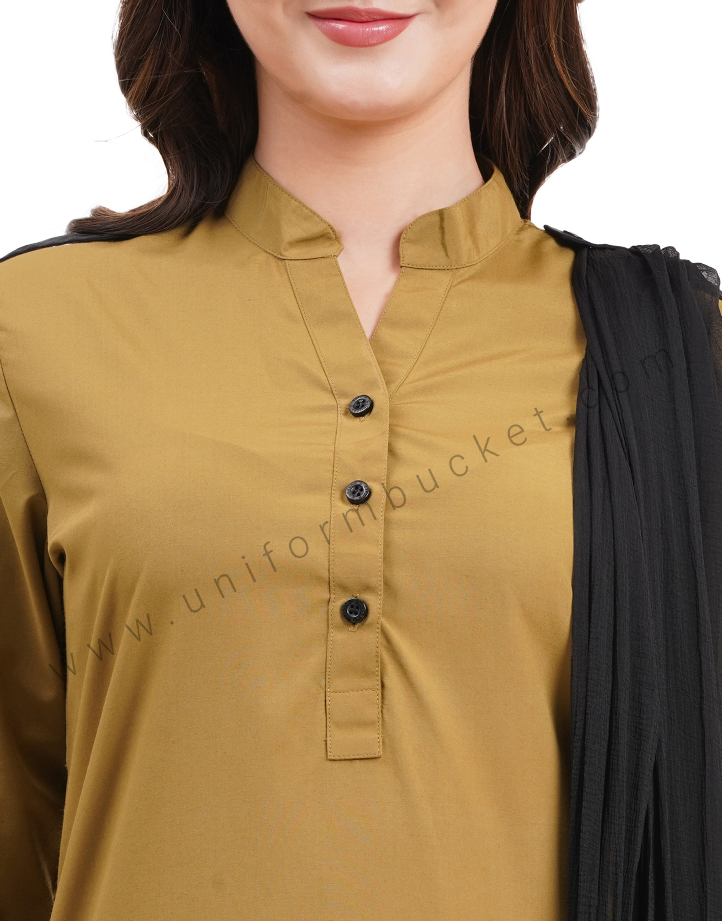 female Security Guard v neck  khaki kurti with dupatta & salwar thumbnail 3