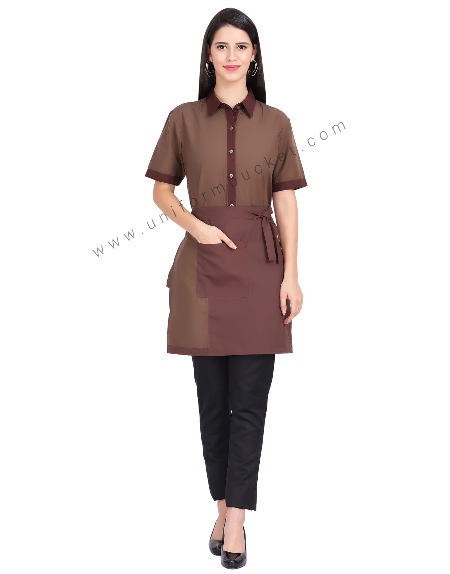 FEMALE SHIRT DARK BROWN PLACKET thumbnail 3
