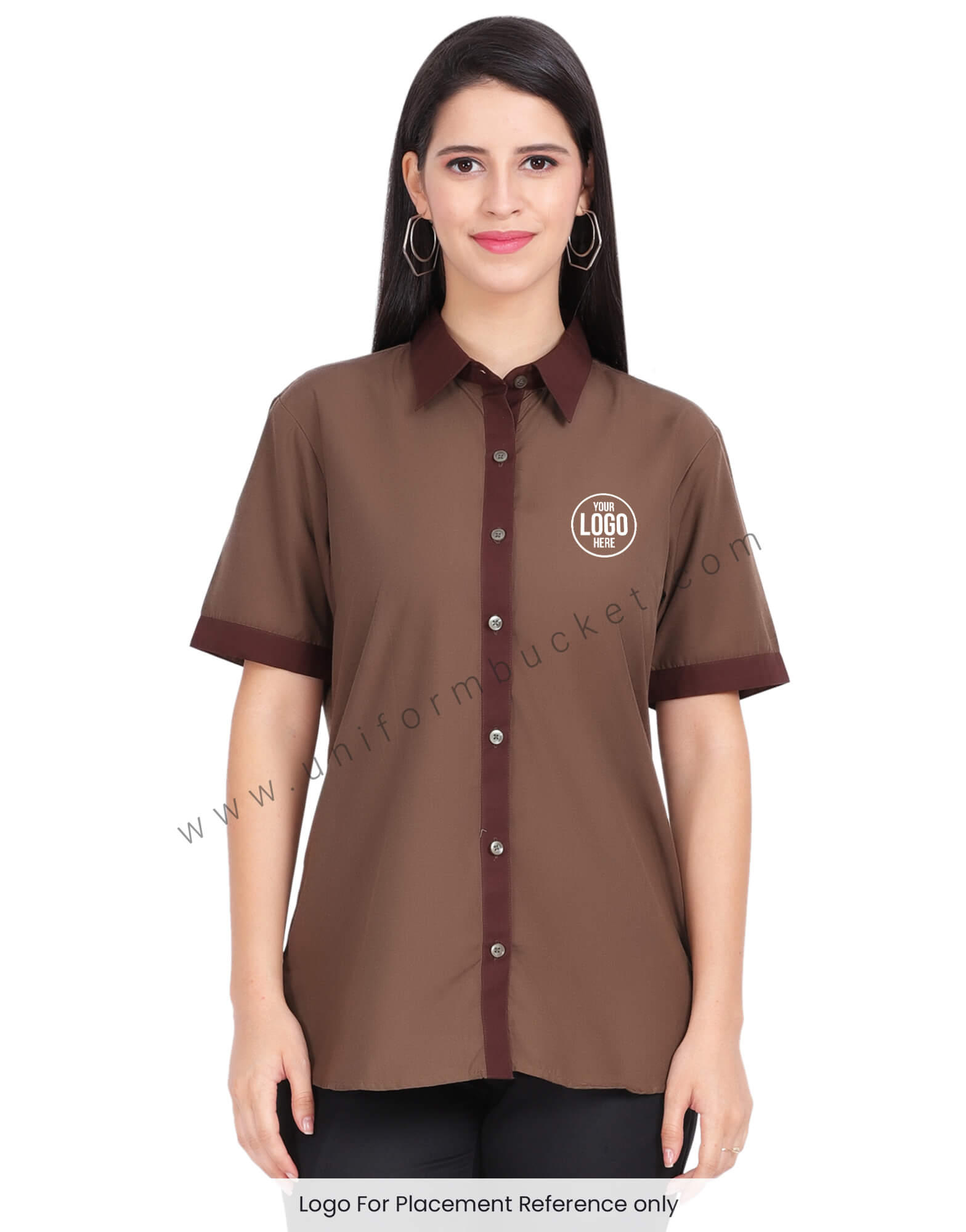 FEMALE SHIRT DARK BROWN PLACKET view 1