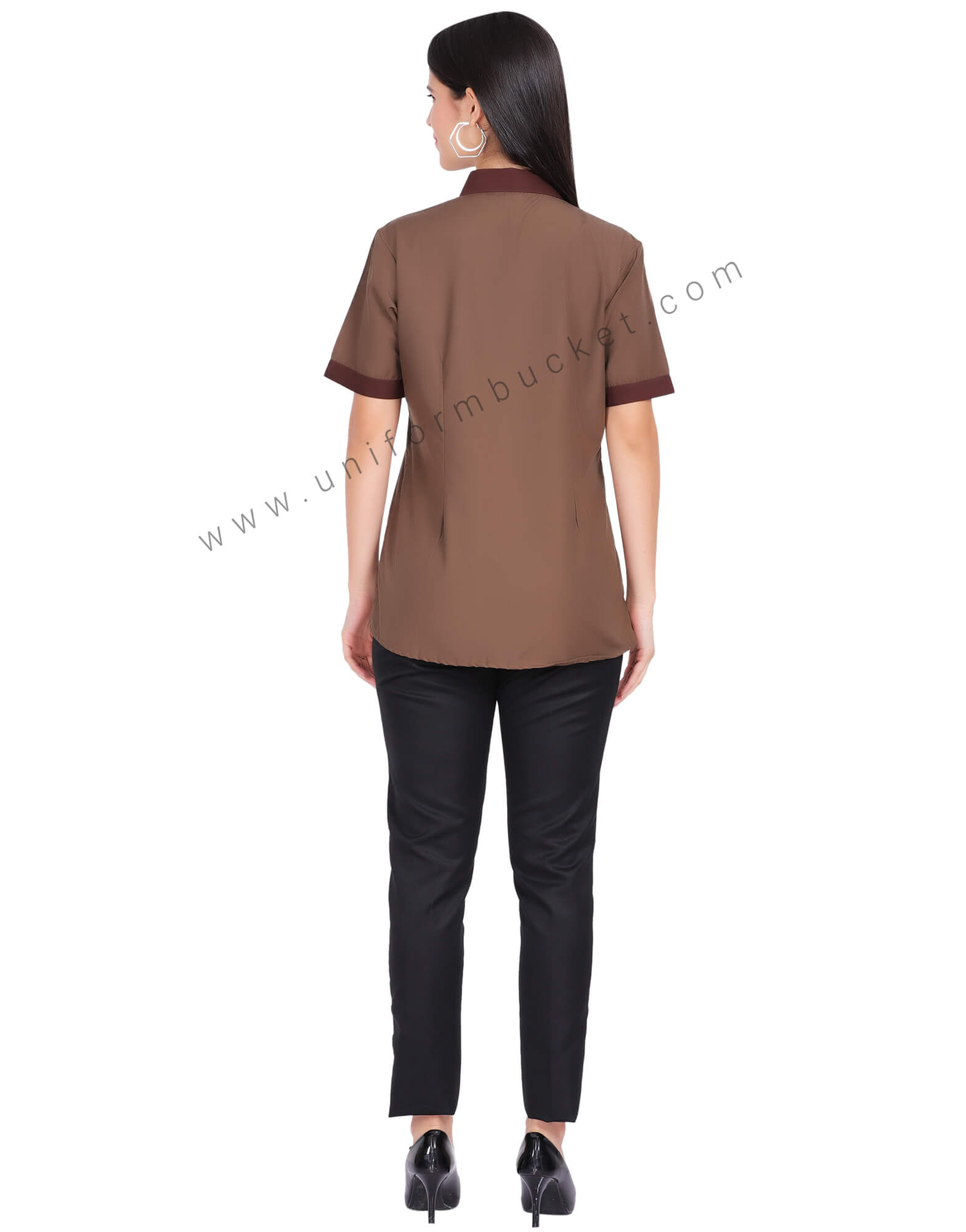 FEMALE SHIRT DARK BROWN PLACKET thumbnail 4
