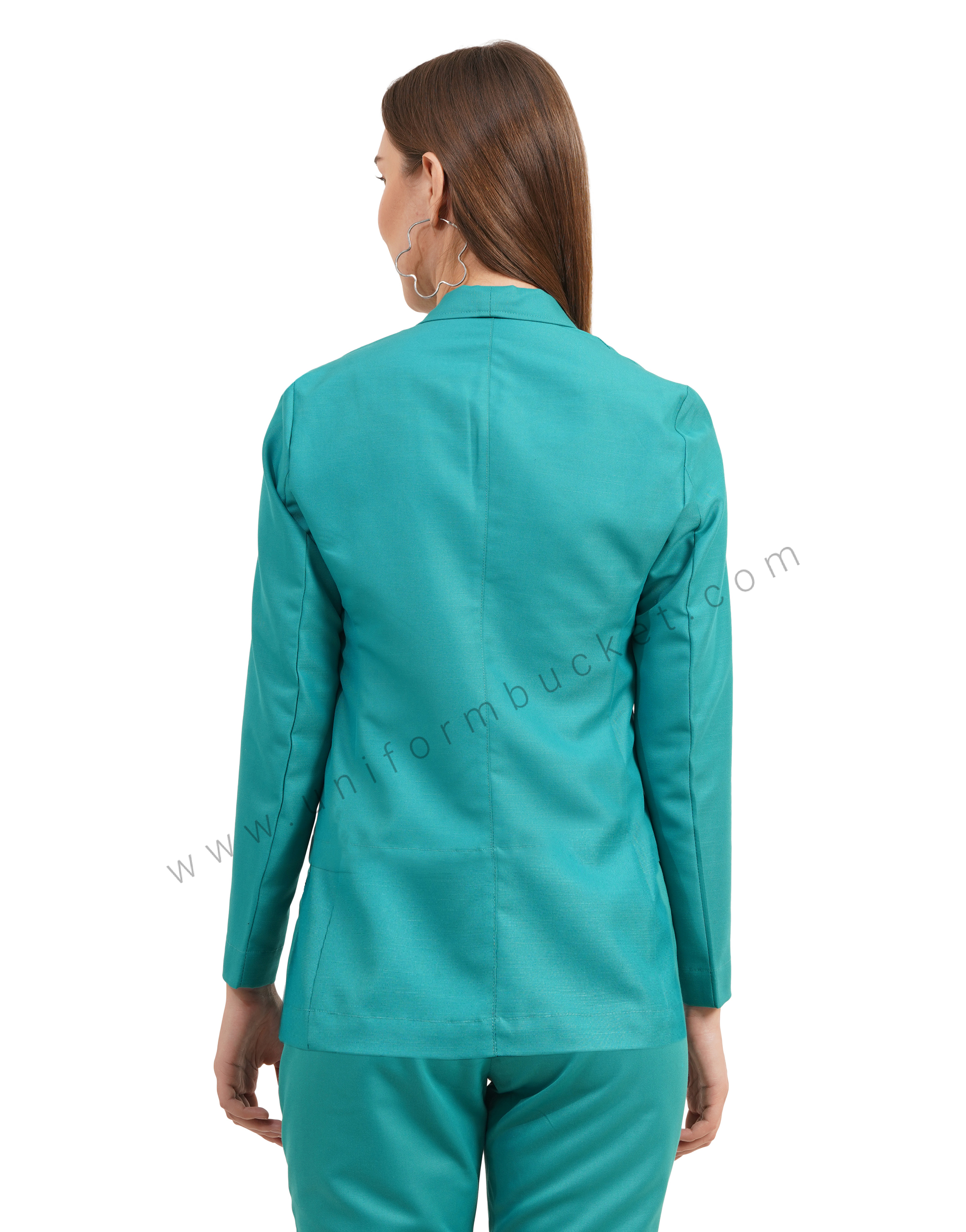 Female Teal Shawl Collar Blazer thumbnail 4