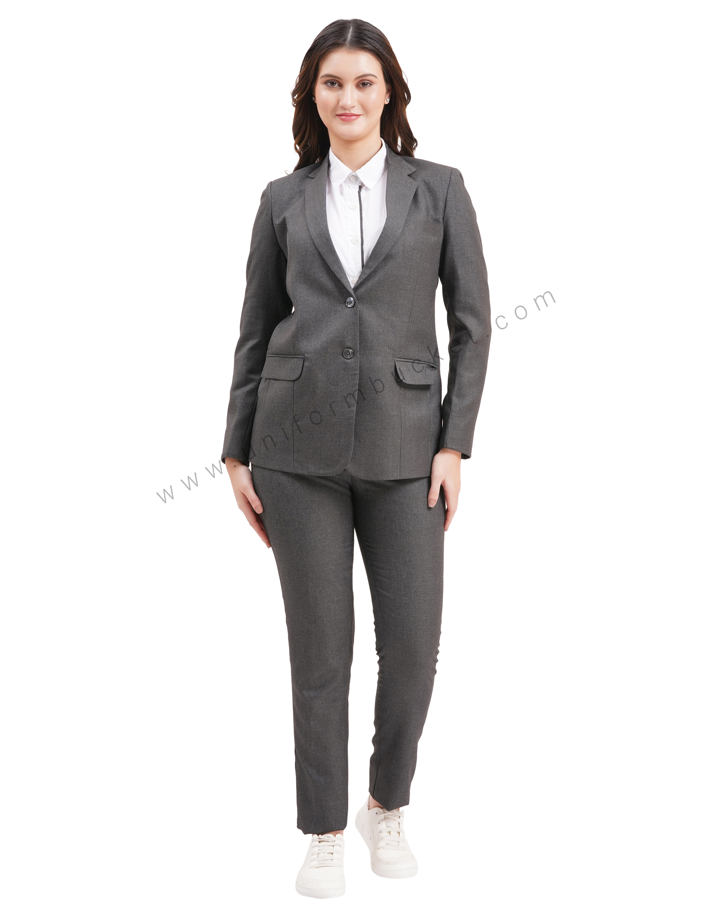 female two button blazer huy worsted grey thumbnail 3